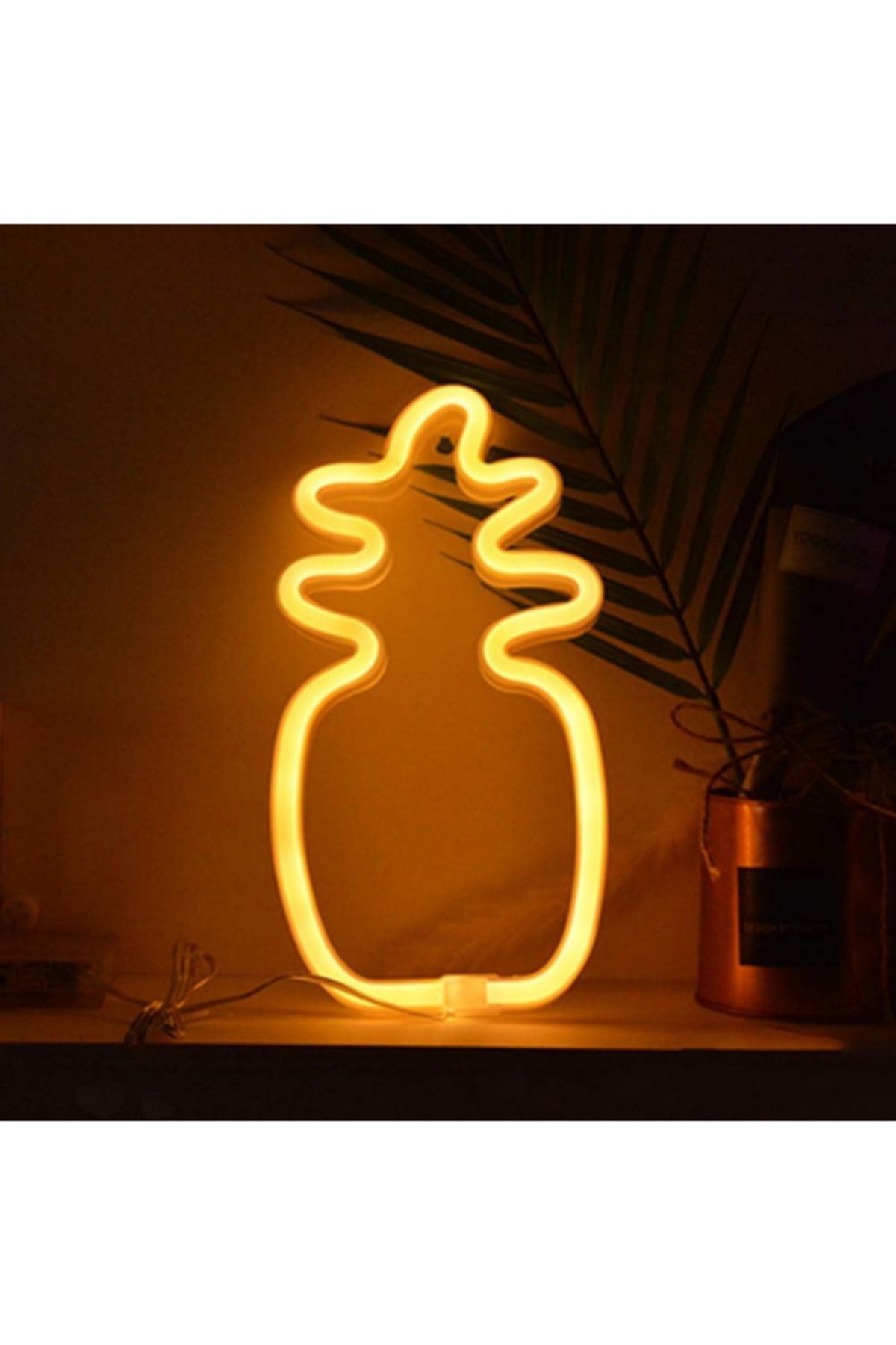 FFM Ananas Neon LED Gece Lambası – Tropikal Dekoratif Masa Üstü Işık, Renkli Parti ve Oda Aydınlatması