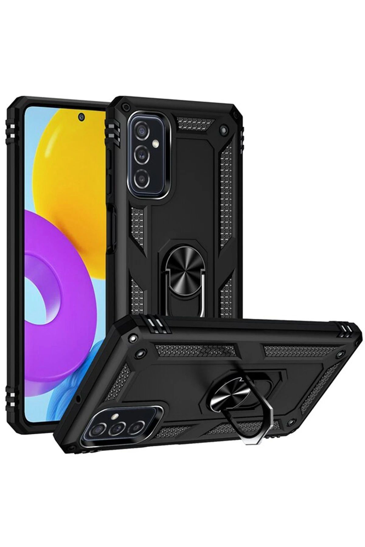 NewFace Samsung Galaxy M52 5G Kılıf Sofya Yüzüklü Silikon Kapak - Siyah NRMSA