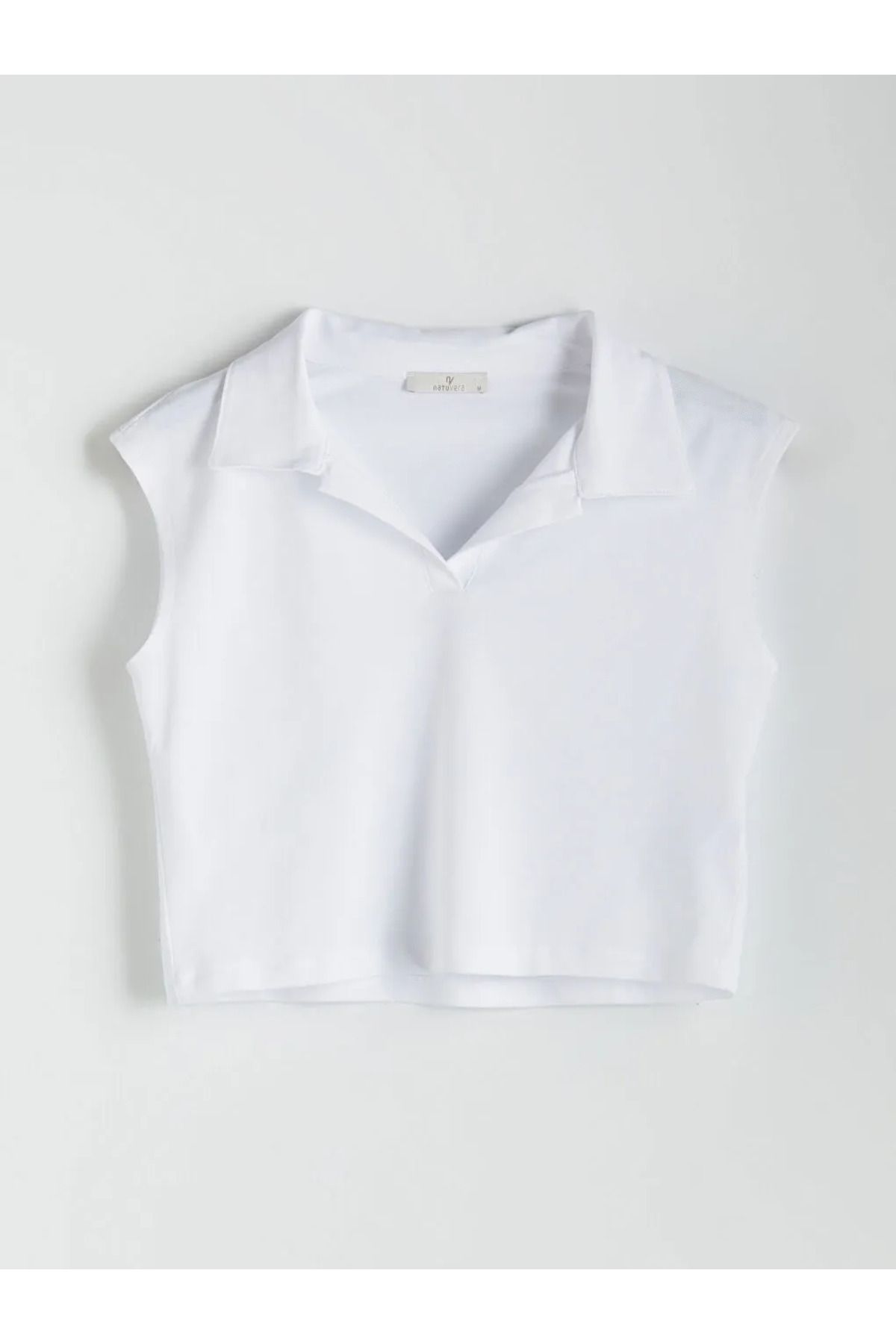 LC Waikiki Natuvera Beyaz Polo Yaka Pike Crop