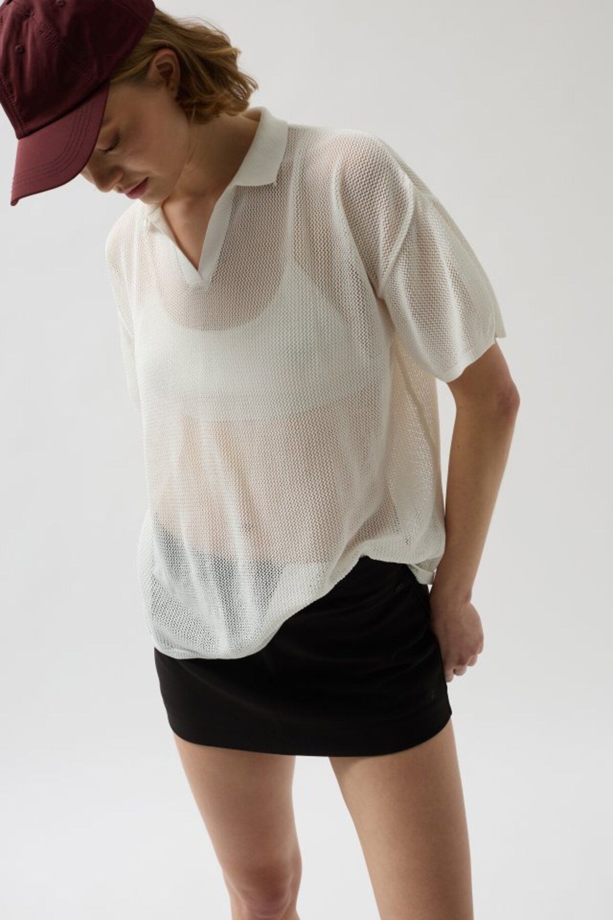 ARUZ MODA Polo Yaka TransparanT-Shirt