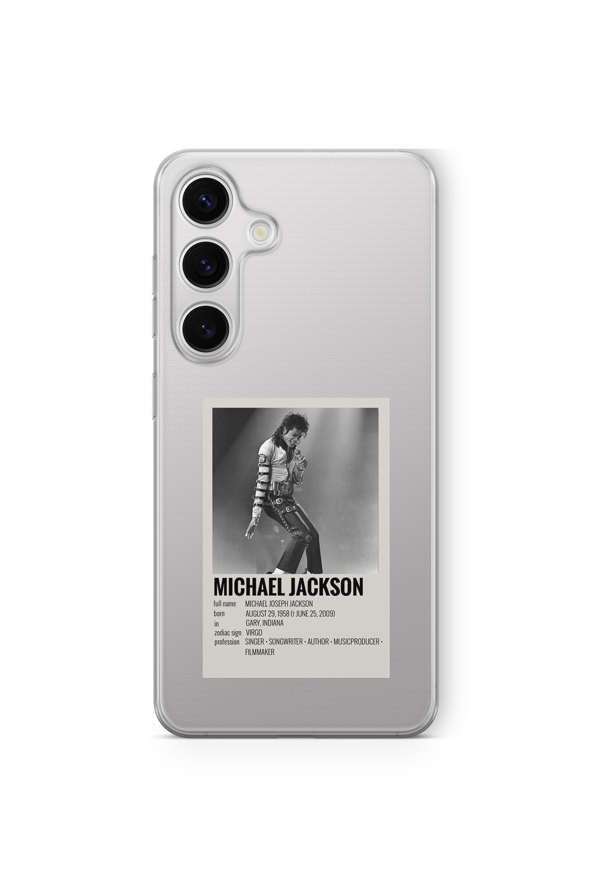 Space Star Samsung Galaxy S24 Fe Uyumlu Michael Jackson Poster Tasarım Baskılı Şeffaf Kılıf
