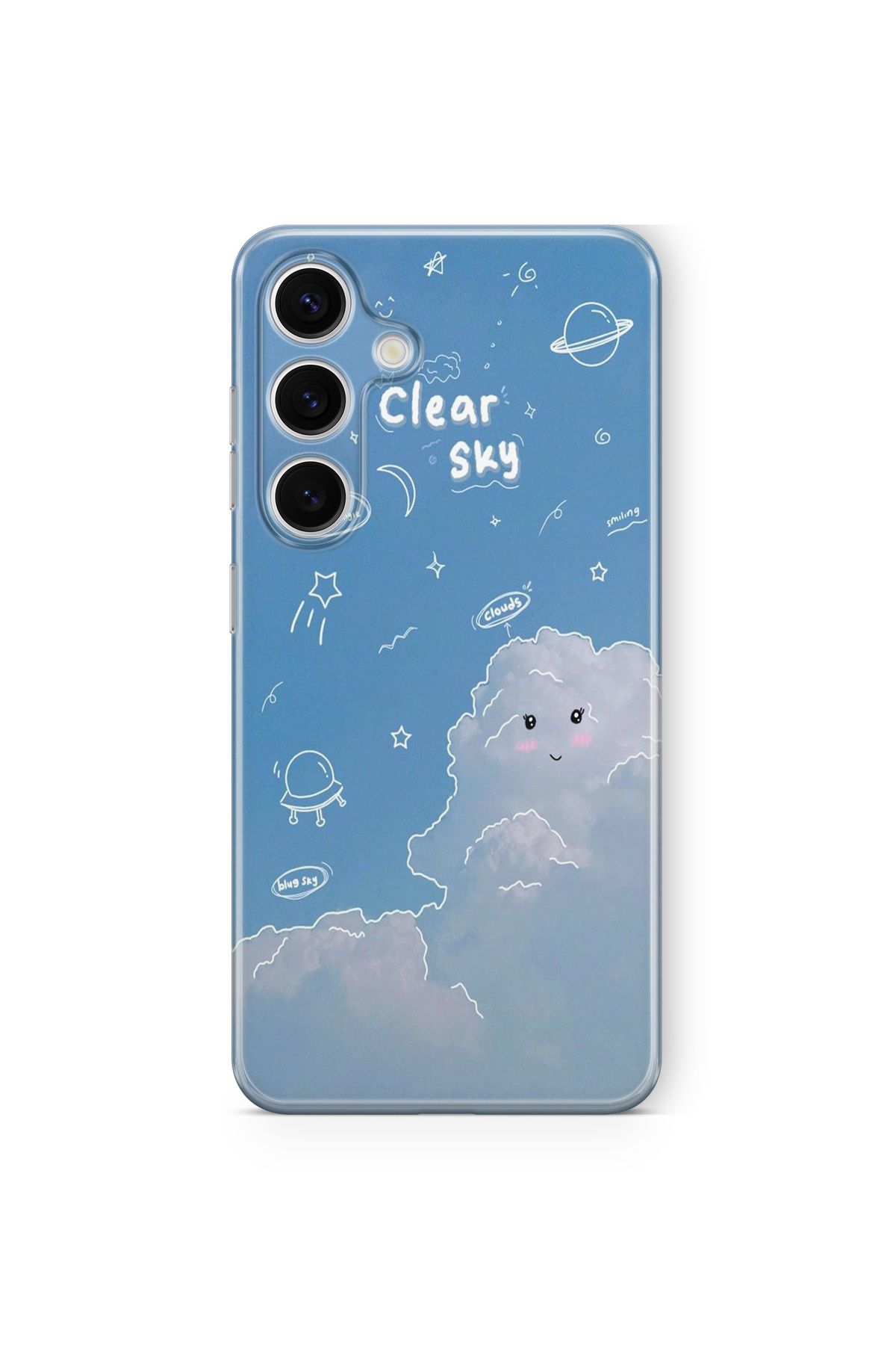 Space Star Samsung Galaxy S24 Fe Uyumlu Clear Sky Tasarım Baskılı Şeffaf Kılıf