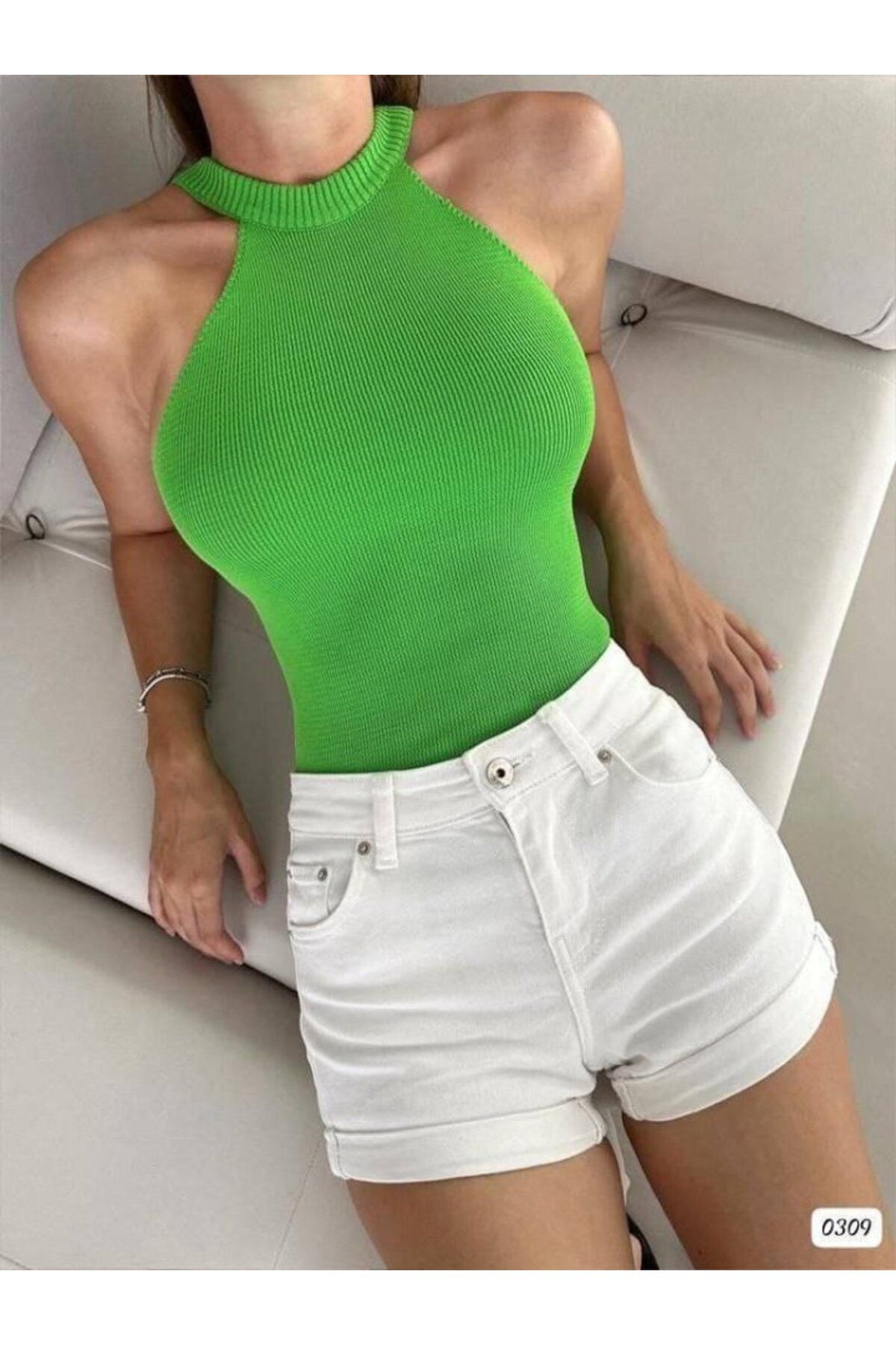 ARUZ MODA Kadın Sırt Dekolteli Triko Bluz