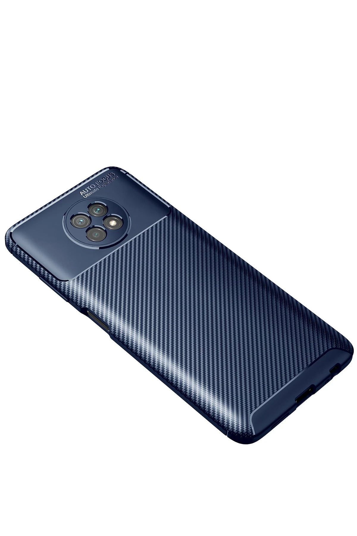 NewFace Xiaomi Redmi Note 9 5G Kılıf Auto Focus Karbon Kapak - Lacivert BSTMY