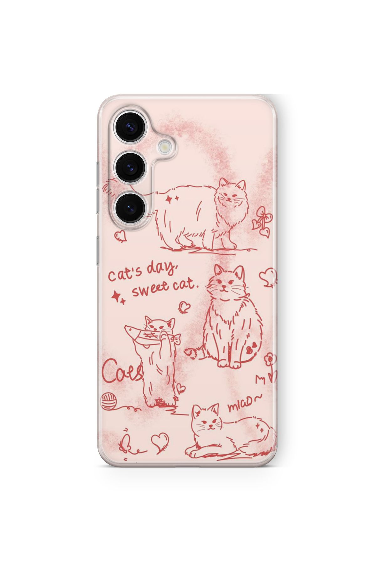 Space Star Samsung Galaxy A24 Uyumlu Cats Day Tasarım Baskılı Şeffaf Kılıf