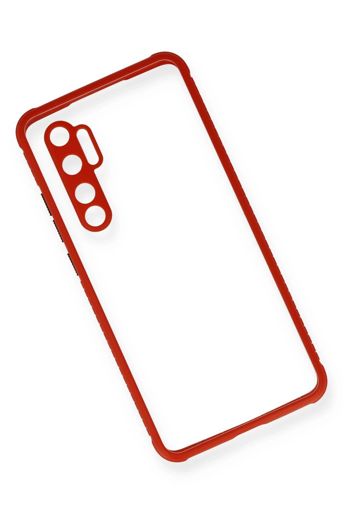 NewFace Xiaomi Mi Note 10 Lite Kılıf Miami Şeffaf Silikon - Kırmızı BSTMY