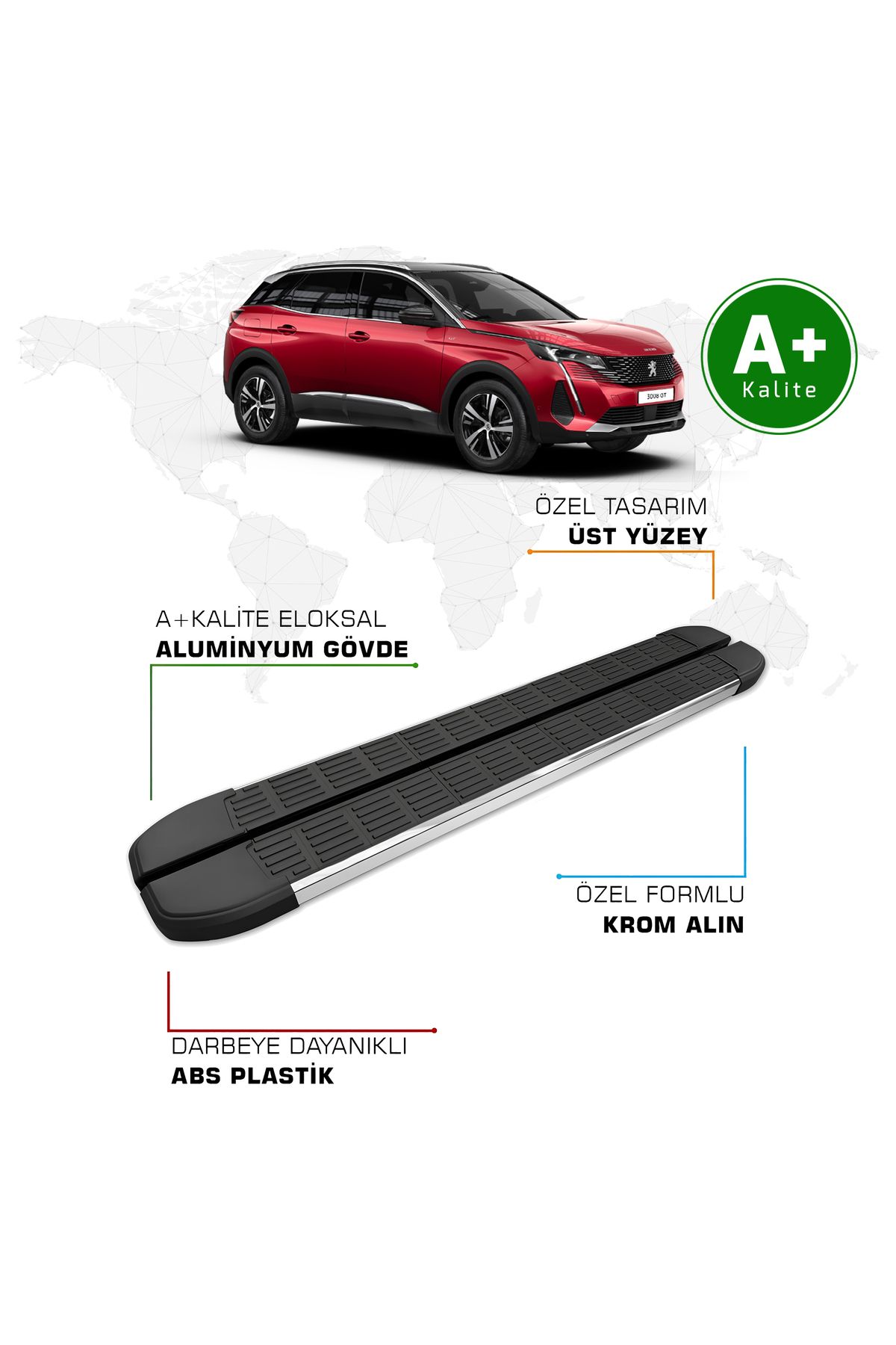 FA OTO AKSESUAR Peugeot 3008 Yan Basamak 2016 – 2023 Model S-Line
