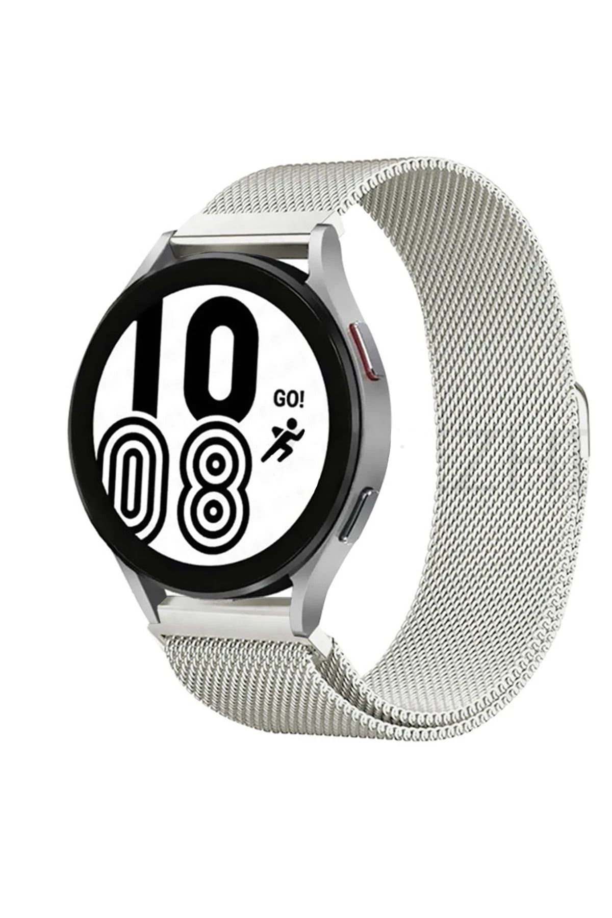 NewFace Samsung Galaxy Watch 4 Metal Mıknatıslı Kordon - Gümüş BSTMY