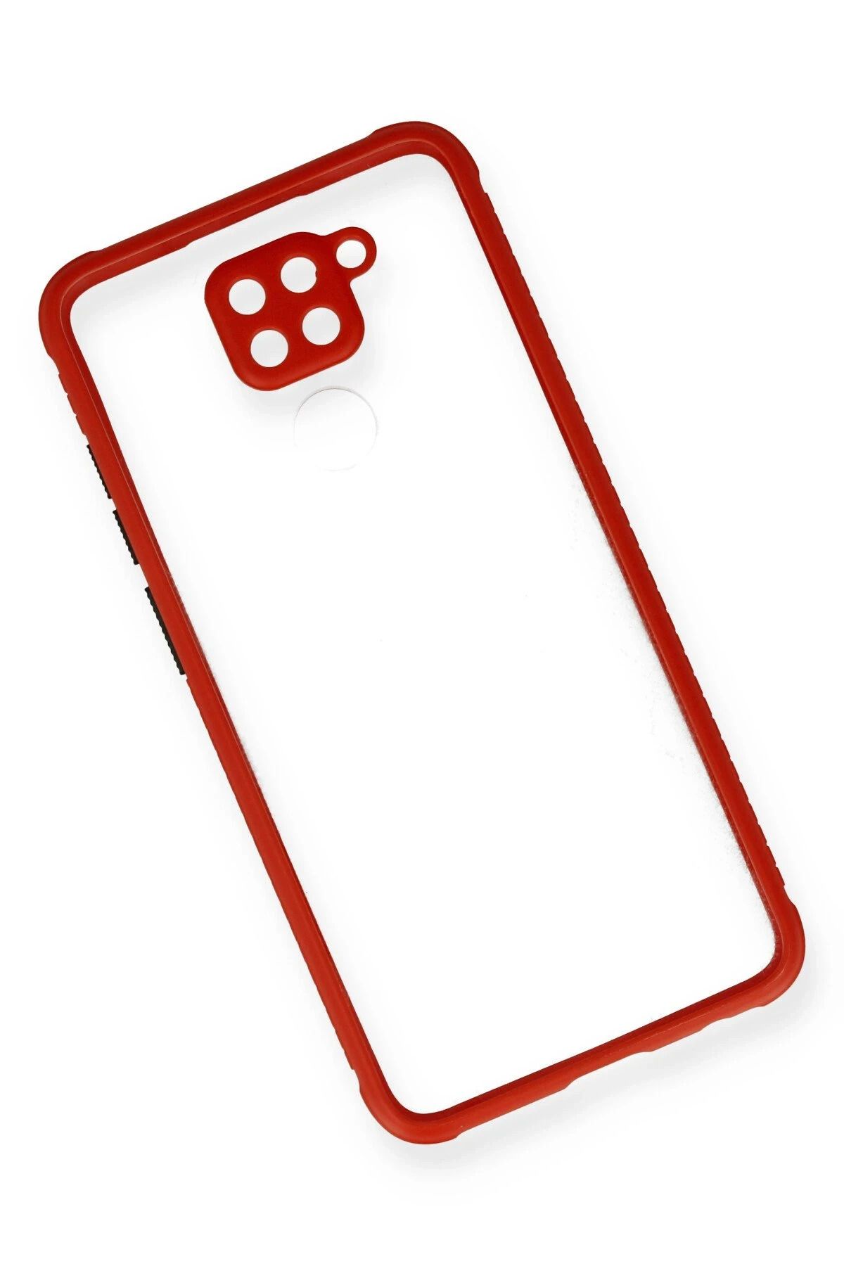 NewFace Xiaomi Redmi Note 9 Kılıf Miami Şeffaf Silikon - Kırmızı BSTMY