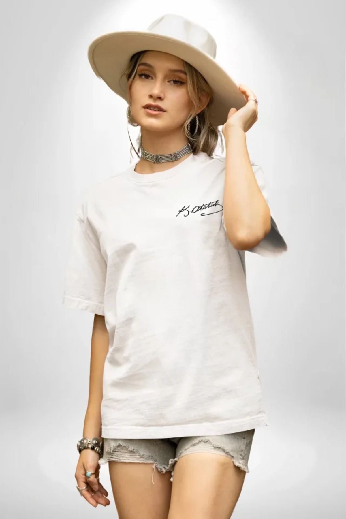 ARUZ MODA 30 Ağustos Unisex Baskılı T-shirt - Beyaz