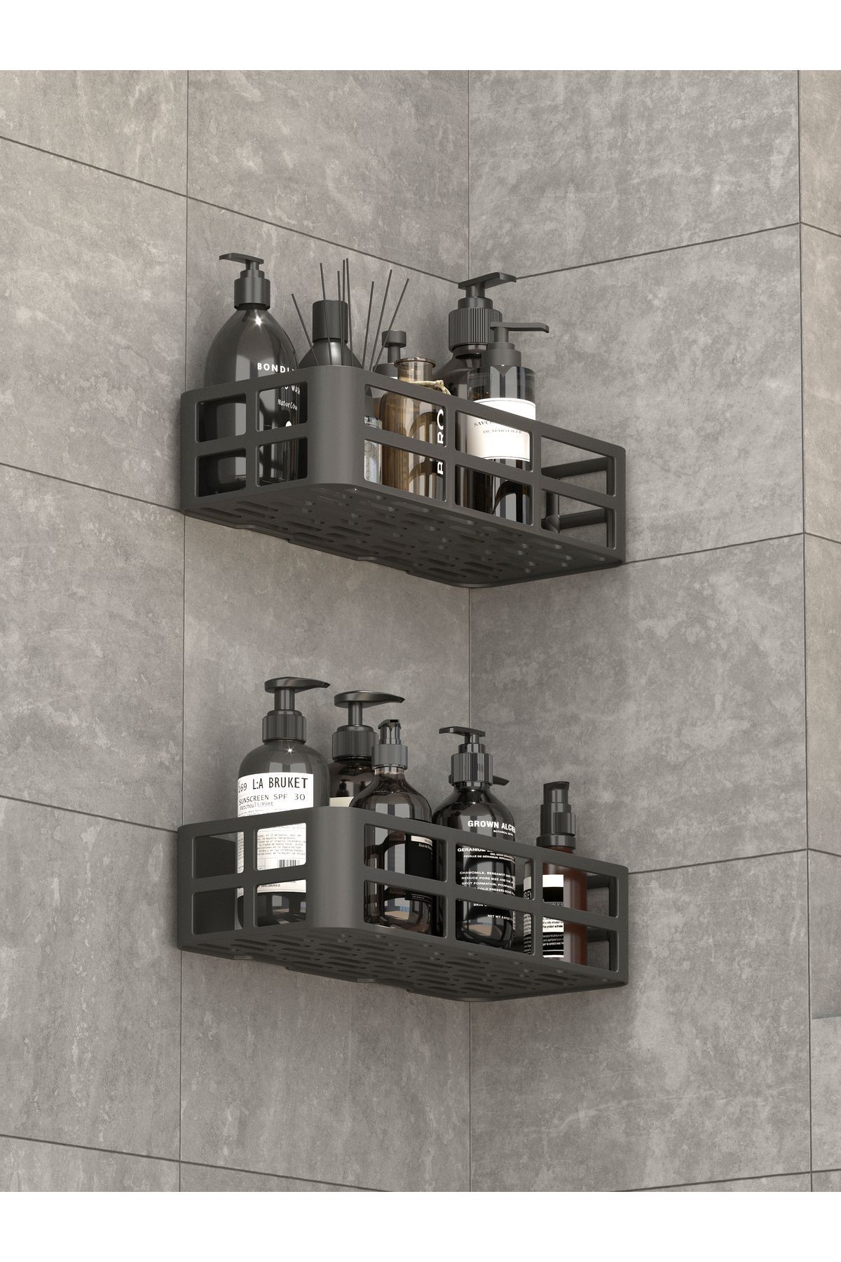 Eco Lounge Banyo Duş Rafı Mutfak Seti İkili Mutfak Rafı Organizer Set Yapışkanlı
