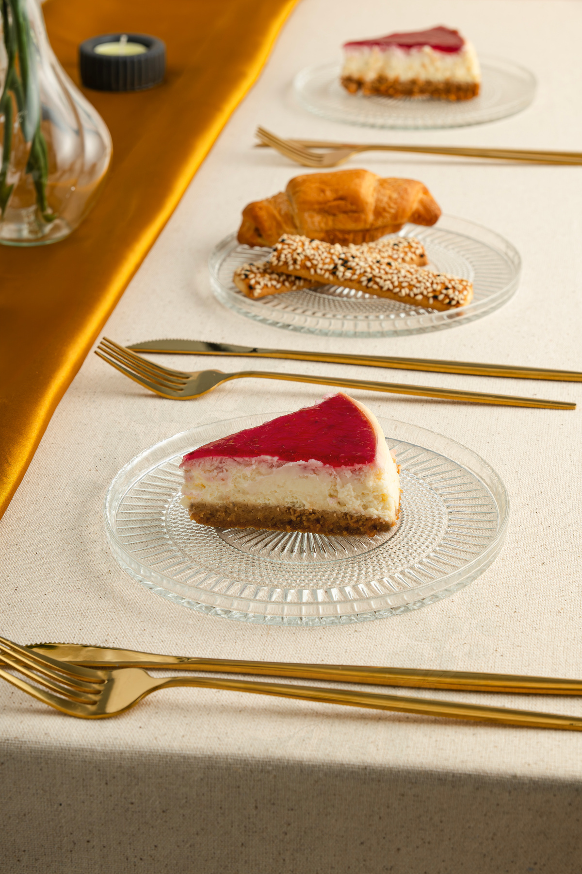 clasavm-6 Piece Diana Model Cake Plate Set for 6 People 16 cm Luxury Glass Dessert Plate 3