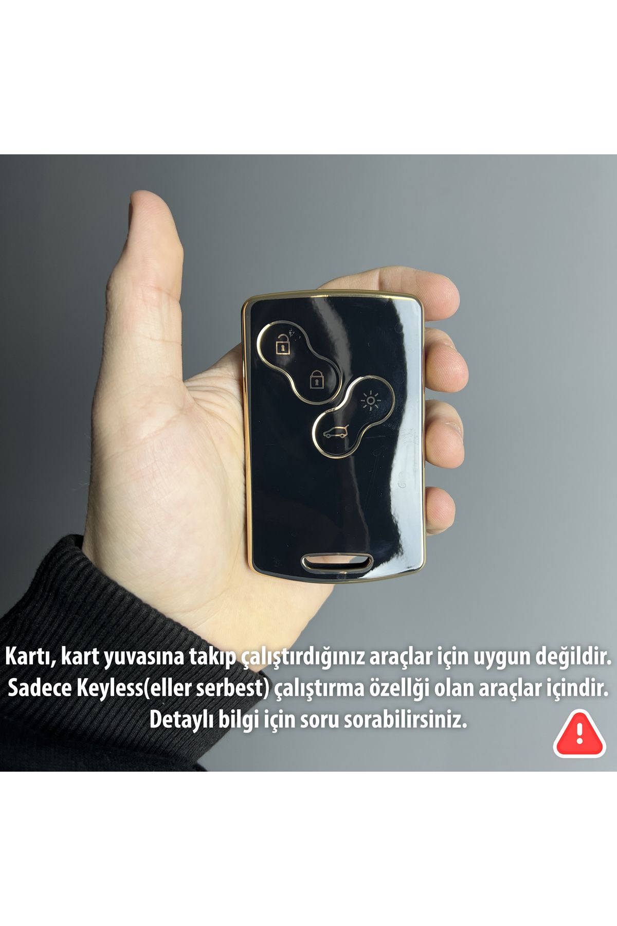 Luxe Aksesuarr Renault Megane3 -Fluence3- Clio4 Uyumlu Kart Koruma Anahtar Kumanda Silikon Nano Kılıf Siyah Renk