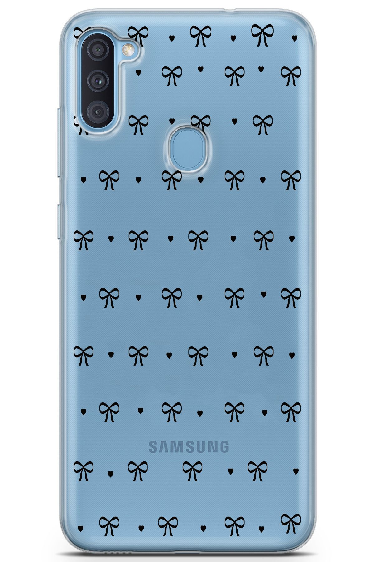 moonset Samsung Galaxy A11 / M11 Uyumlu Kurdele Tasarımlı Baskılı Şeffaf Telefon Kılıfı