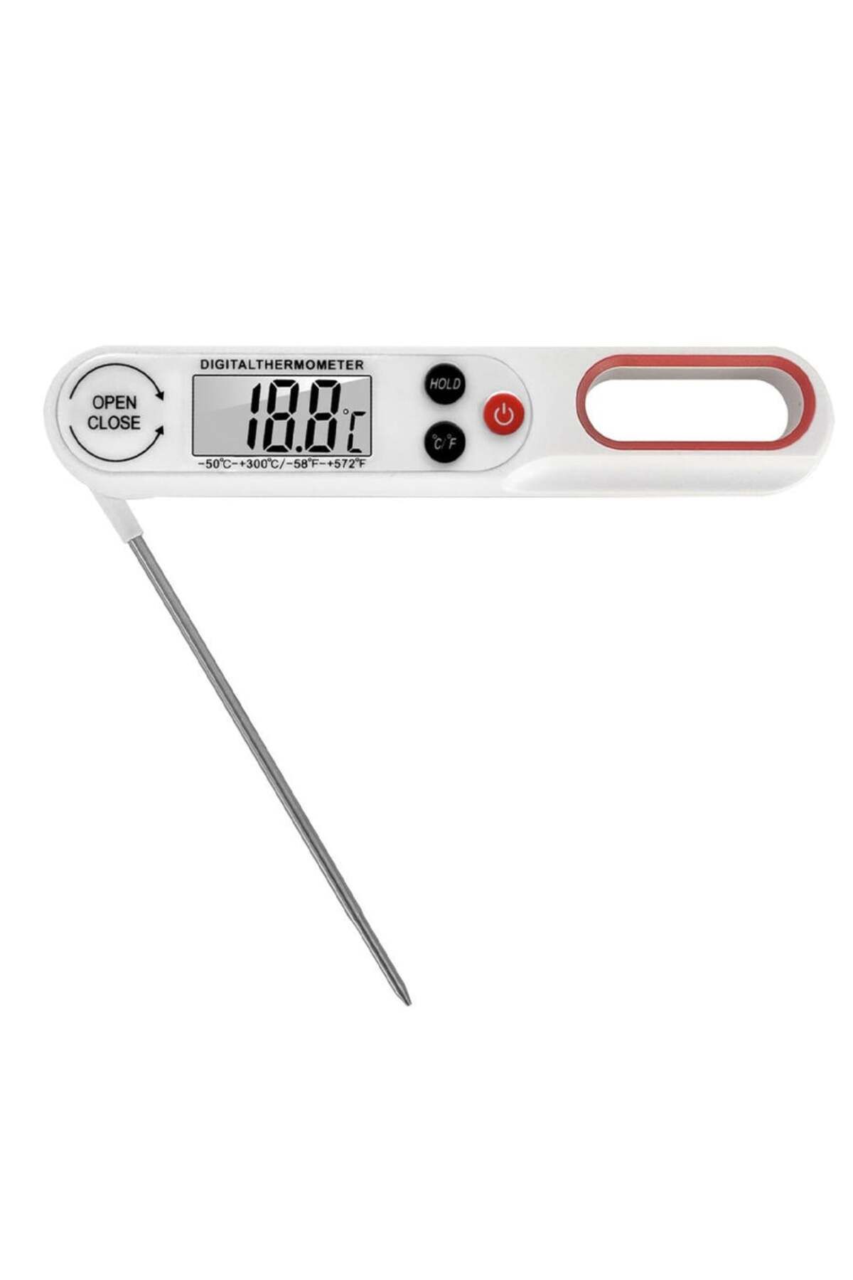 PUFO-Digital thermometer with probe, Large easy-to-read display,-50°C ~ +300°C, Automatic shut-off, White 1