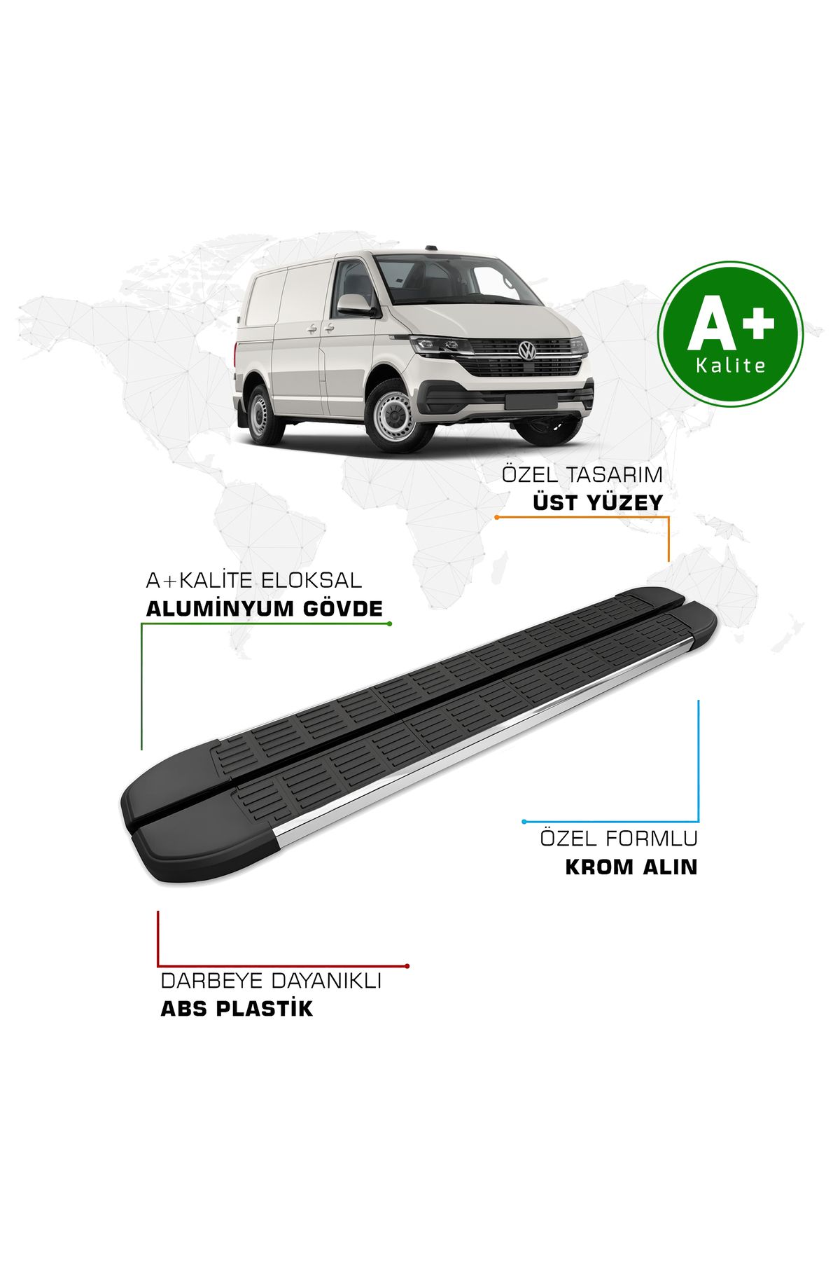 FA OTO AKSESUAR Volkswagen Transporter Yan Basamak Kısa Şasi 2019 Model ve Sonrası S-Line