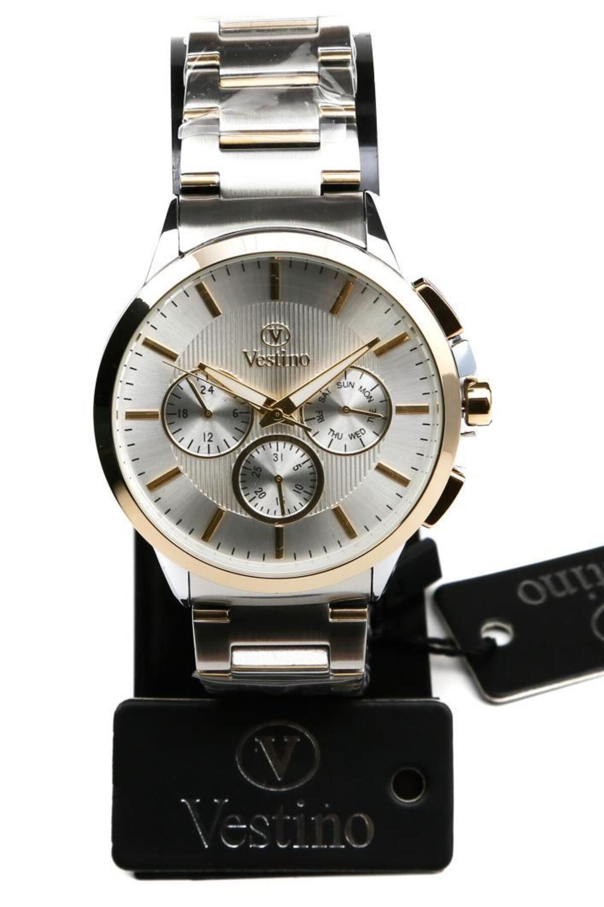 Polo VESTİNO Kristal Cam Gold Kadran Fonksiyonlu Erkek Kol Saati