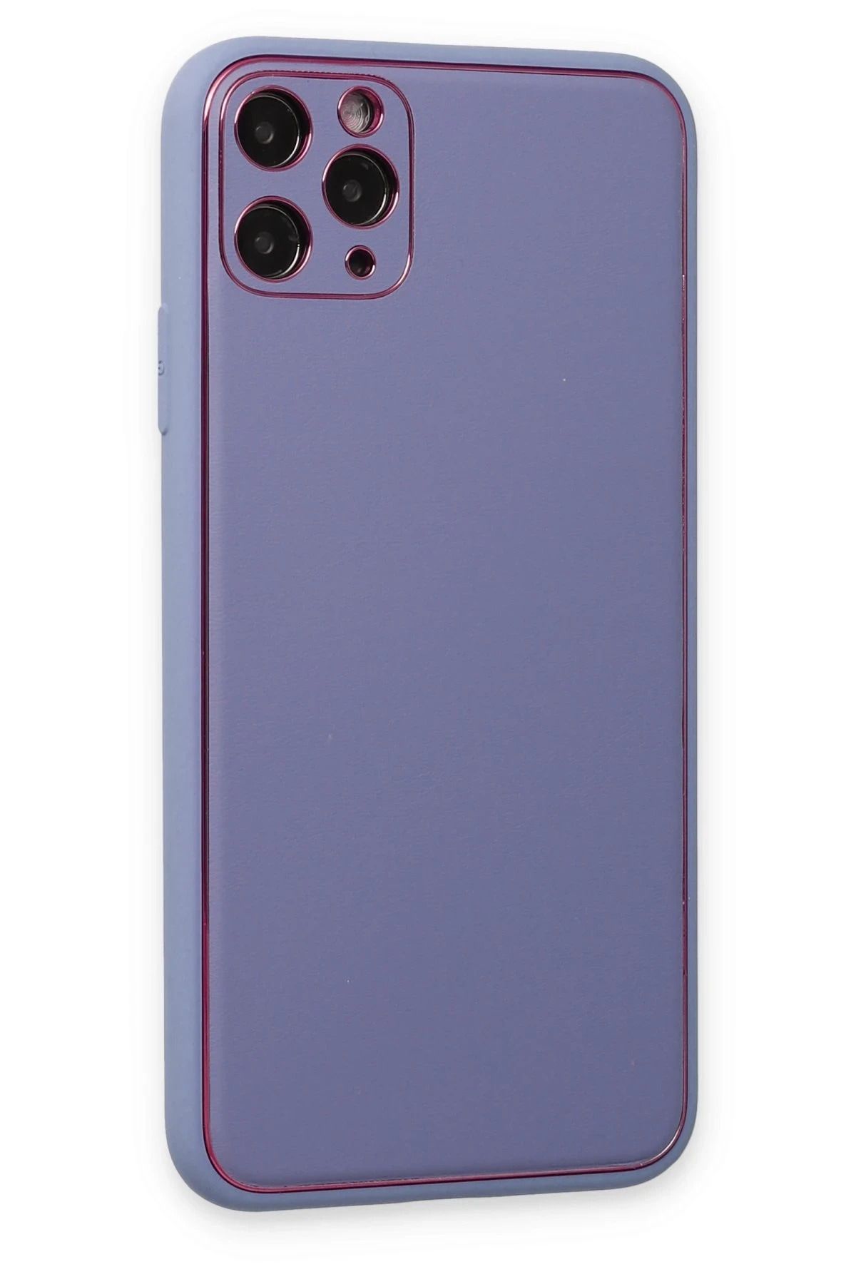 NewFace iPhone 11 Pro Max Kılıf Coco Deri Silikon Kapak - Açık Lila BSTMY