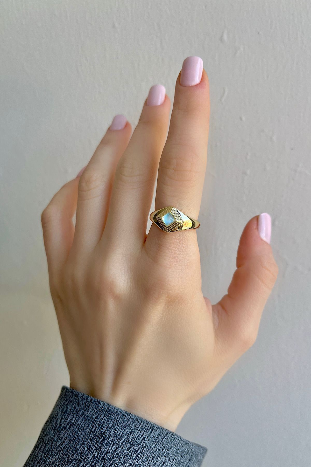Bijou Luz Gold Mavi Taşlı Retro Ayarlanabilir Yüzük