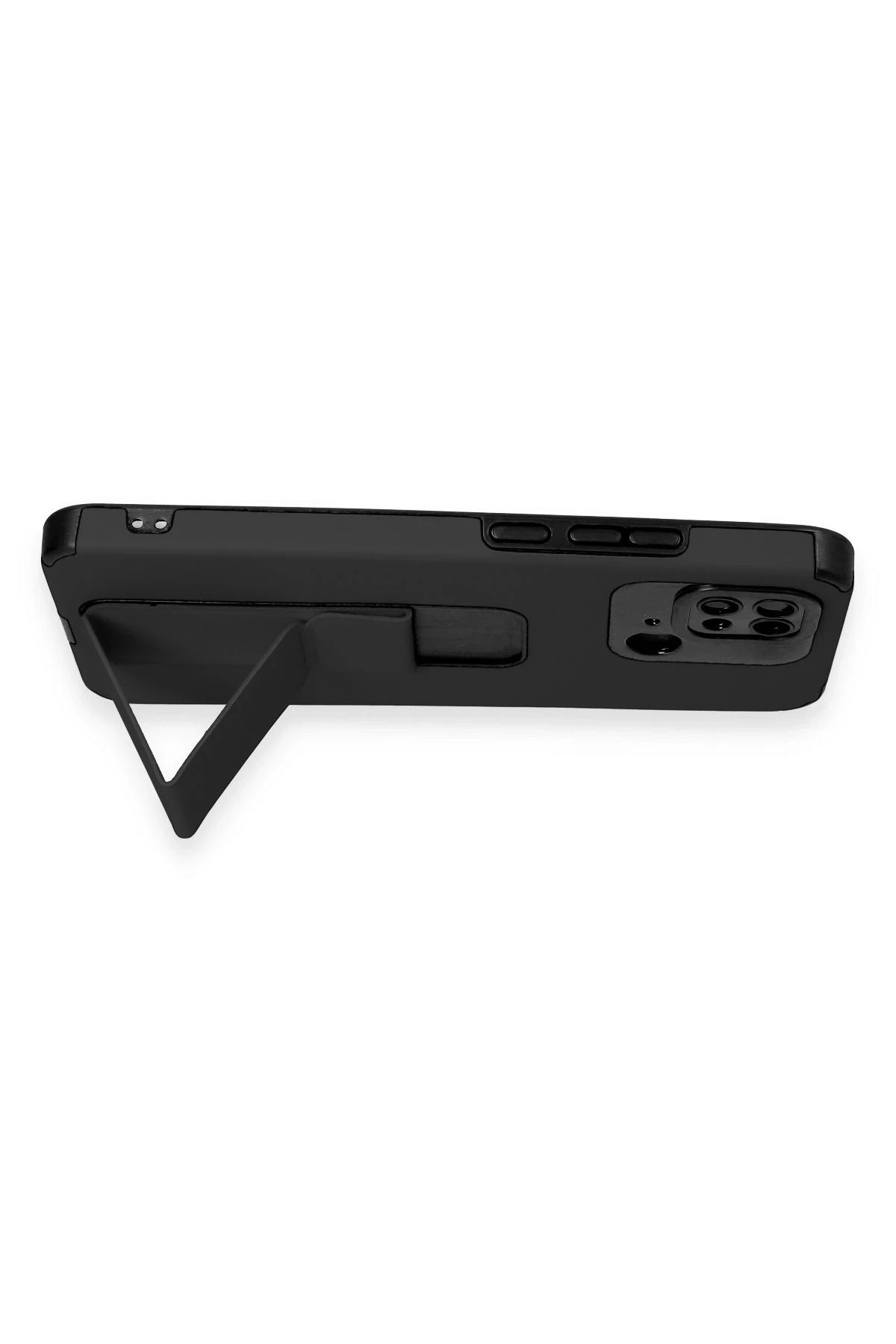 NewFace Xiaomi Redmi 10C Kılıf Mega Standlı Silikon - Siyah BSTMY