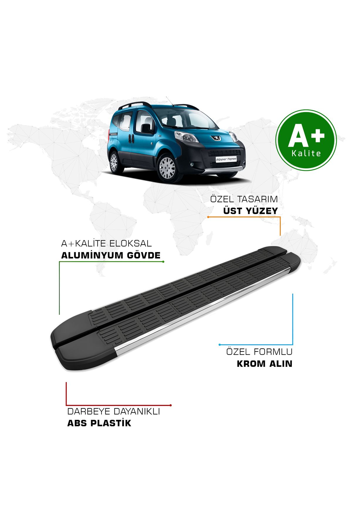 FA OTO AKSESUAR Peugeot Bipper Yan Basamak 2008 – 2016 Model S-Line