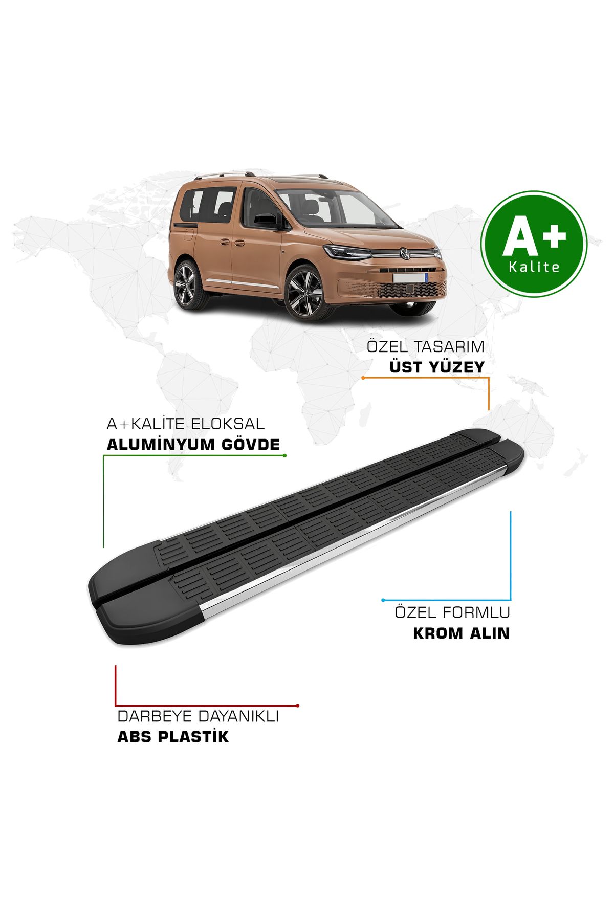 FA OTO AKSESUAR Volkswagen Caddy Yan Basamak 2020 Model ve Sonrası S-Line