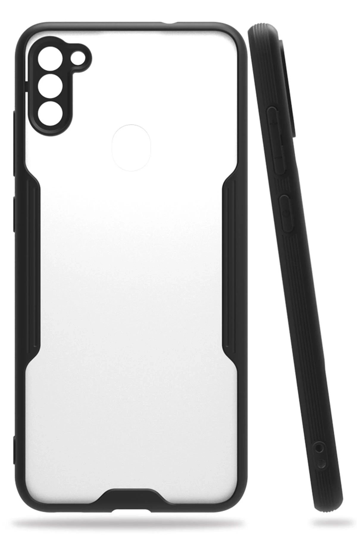 NewFace Samsung Galaxy A11 Kılıf Platin Silikon - Siyah SVLRS