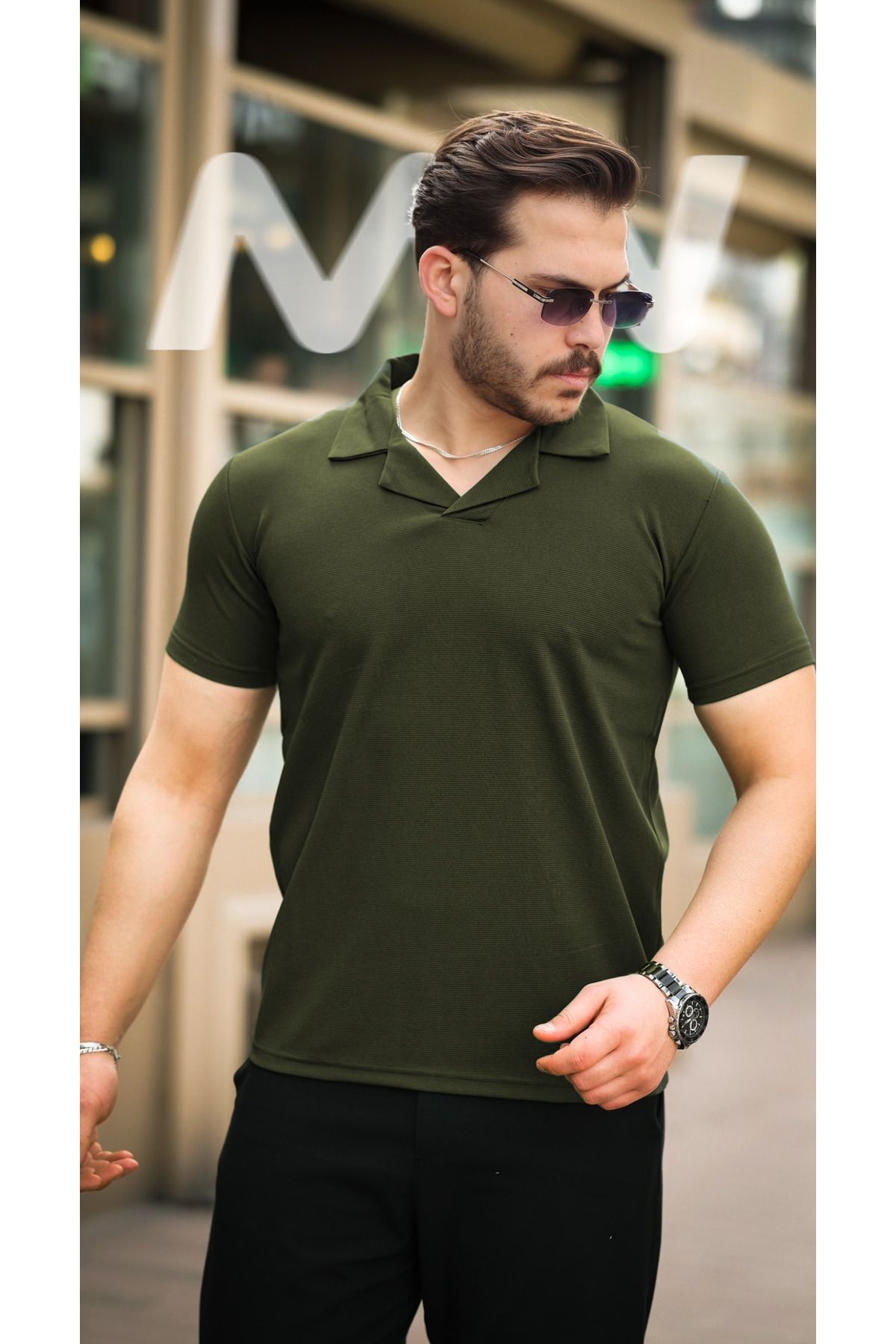 Massimiliano&Vinci Hemşire Patlı Ottoman Kumaş Polo Tişört