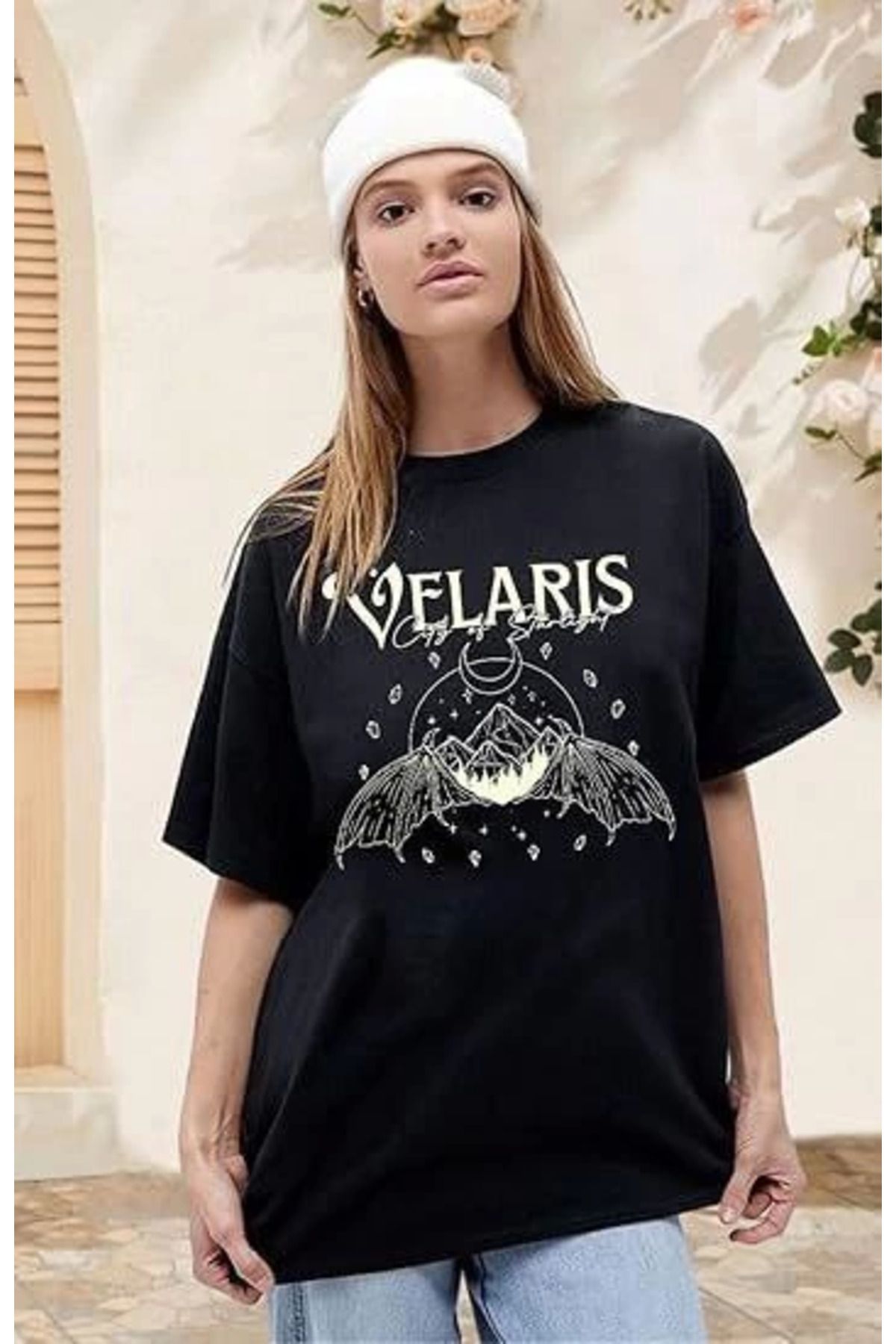 ARUZ MODA Bisiklet Yaka Baskılı T-shirt - Siyah