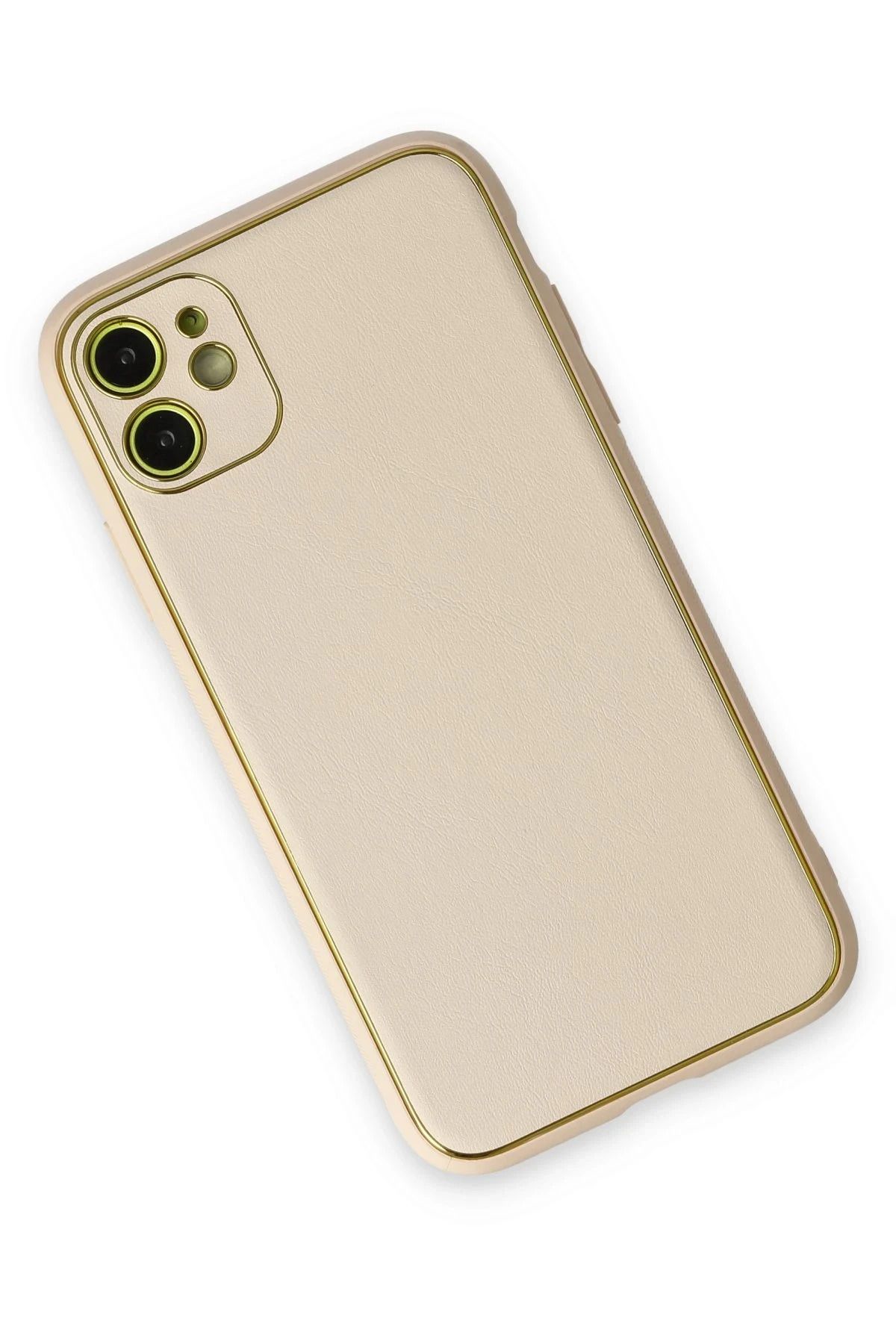 NewFace iPhone 12 Kılıf Coco Deri Silikon Kapak - Gold BSTMY