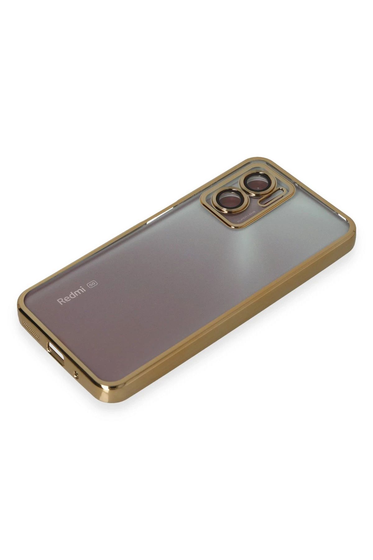 NewFace Xiaomi Redmi Note 11E Kılıf Lensli Silikon - Gold BSTMY