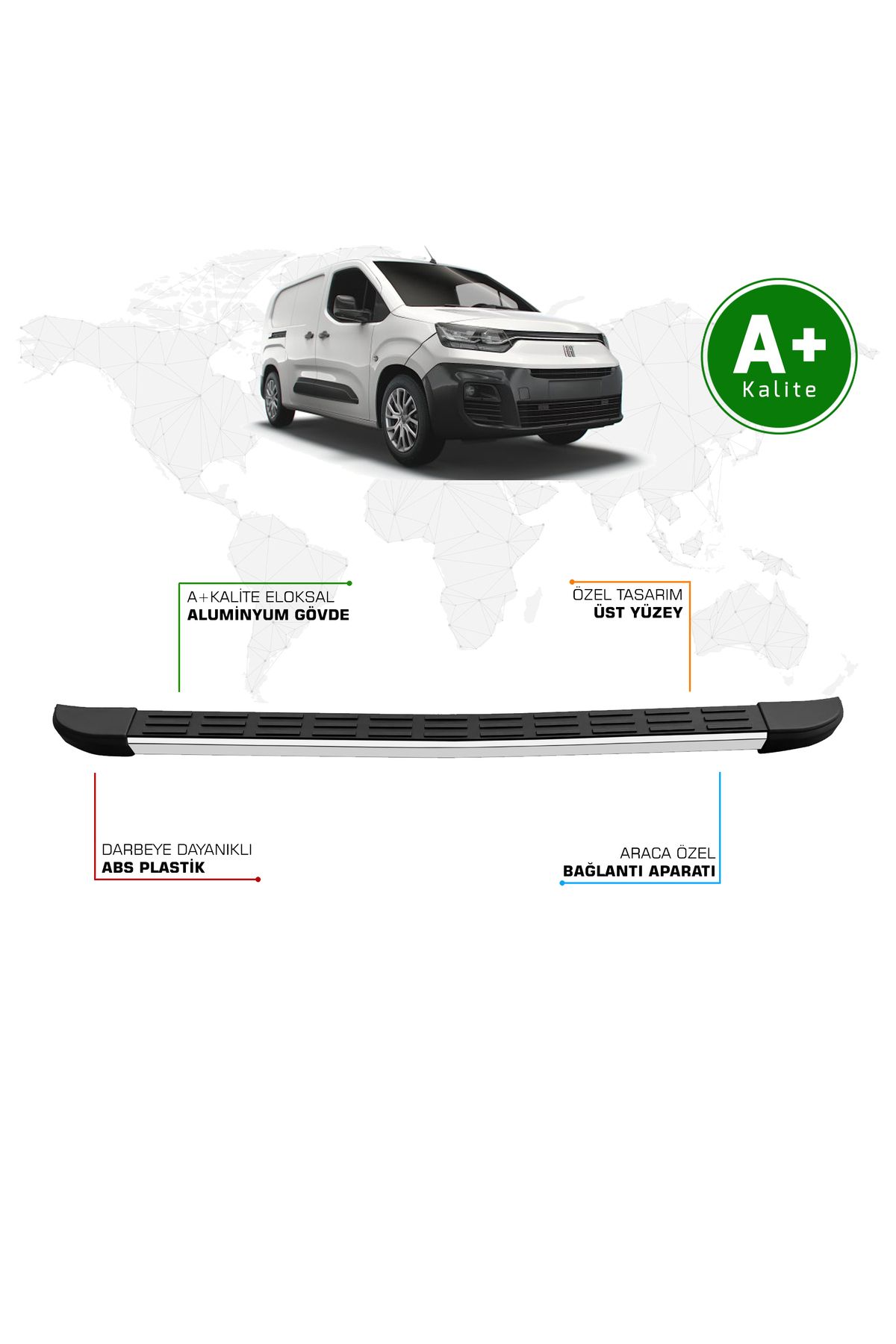 FA OTO AKSESUAR Fiat Doblo Panelvan Arka Basamak Uzun Şasi 2023 Model ve Sonrası S-Line
