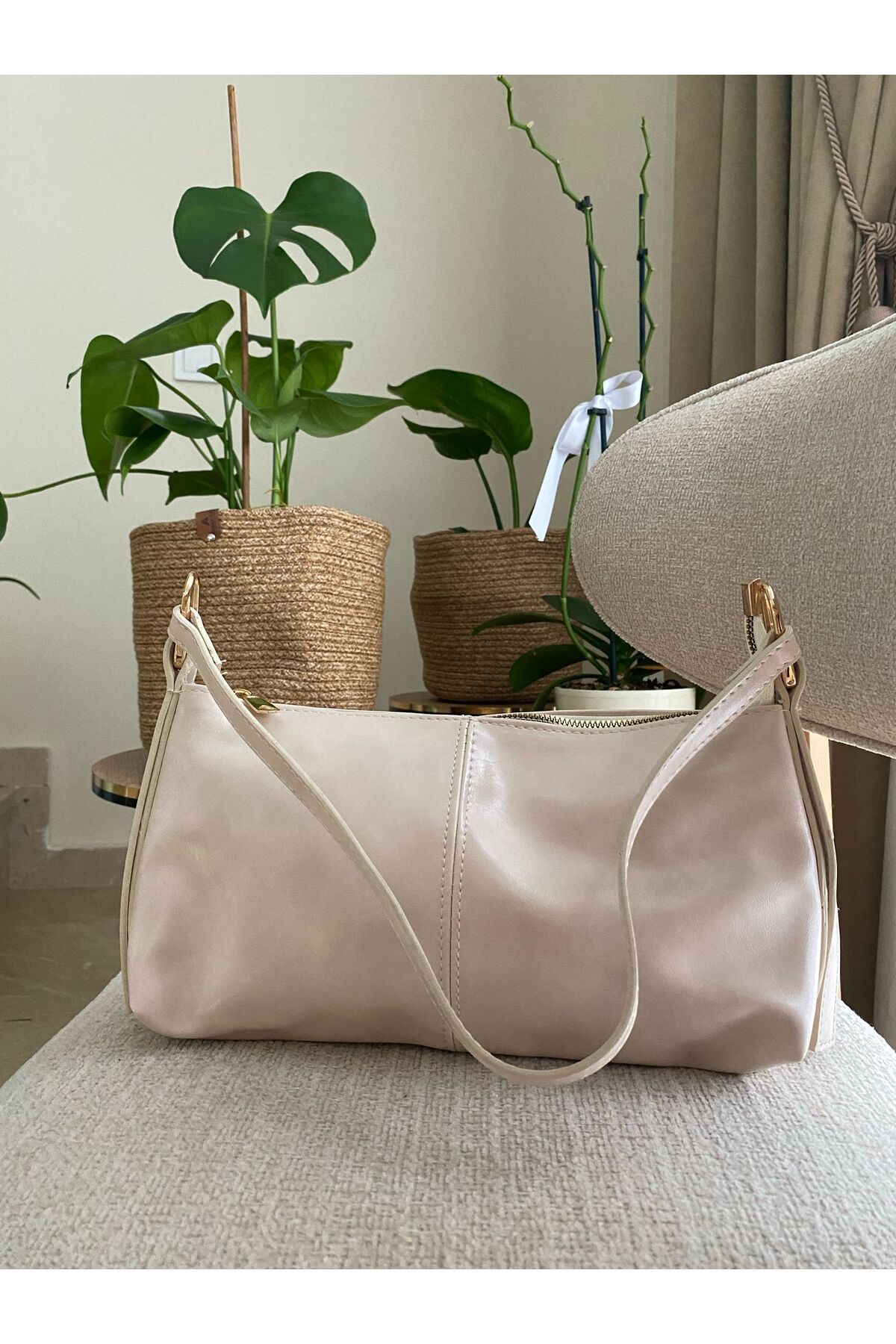 Z&M COLLECTION BAG SHOPPİNG Kadın Parlak Baget Pinterest Model Şık El ve Omuz Çantası