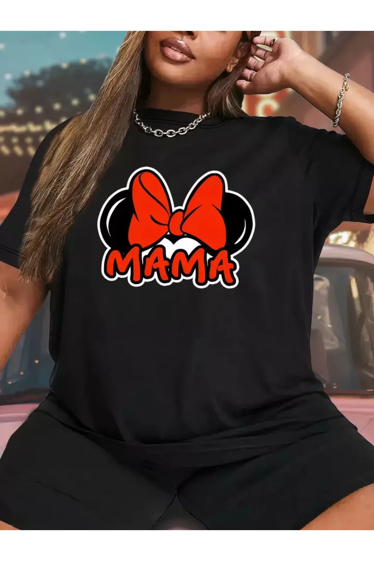 ARUZ MODA Anneler Günü Baskılı T-shirt - Siyah