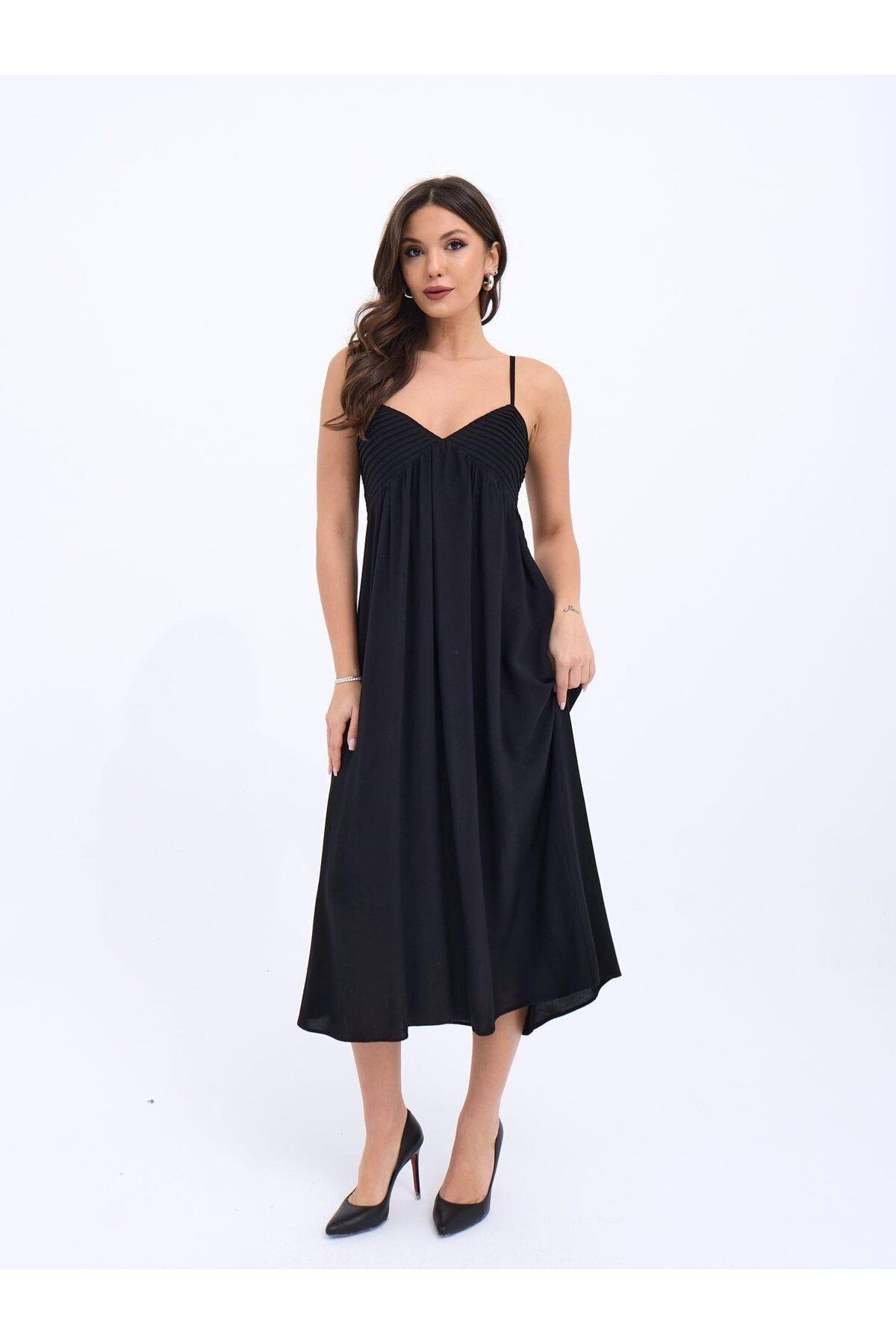 ARUZ MODA 7322 ELBİSE-SİYAH