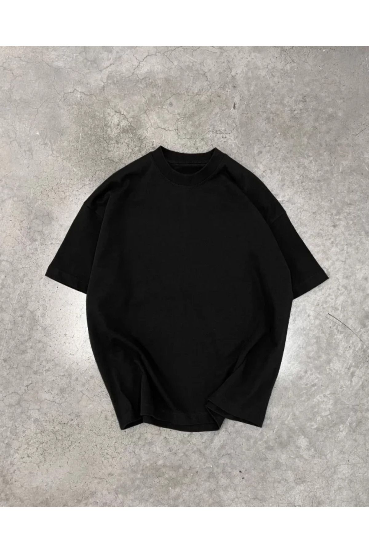 ARUZ MODA Unisex Basic Bisiklet Yaka Oversize T-Shirt - Siyah
