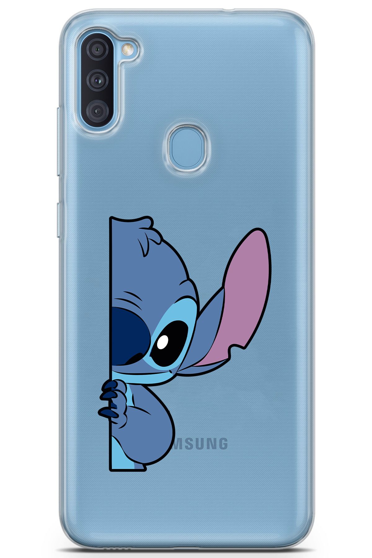 moonset Samsung Galaxy A11 / M11 Uyumlu Stitch Tasarımlı Baskılı Şeffaf Telefon Kılıfı