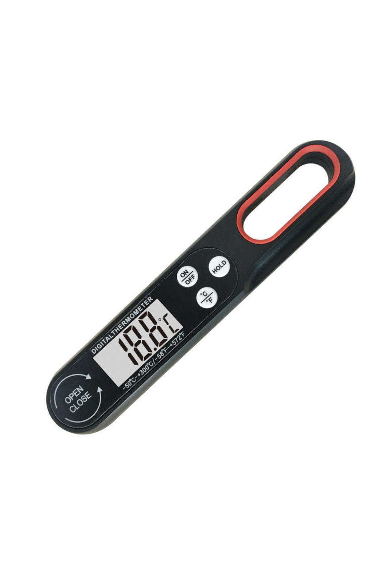 PUFO-Digital thermometer with probe, Large easy-to-read display, -50°C ~ +300°C, Foldable model, Black 2