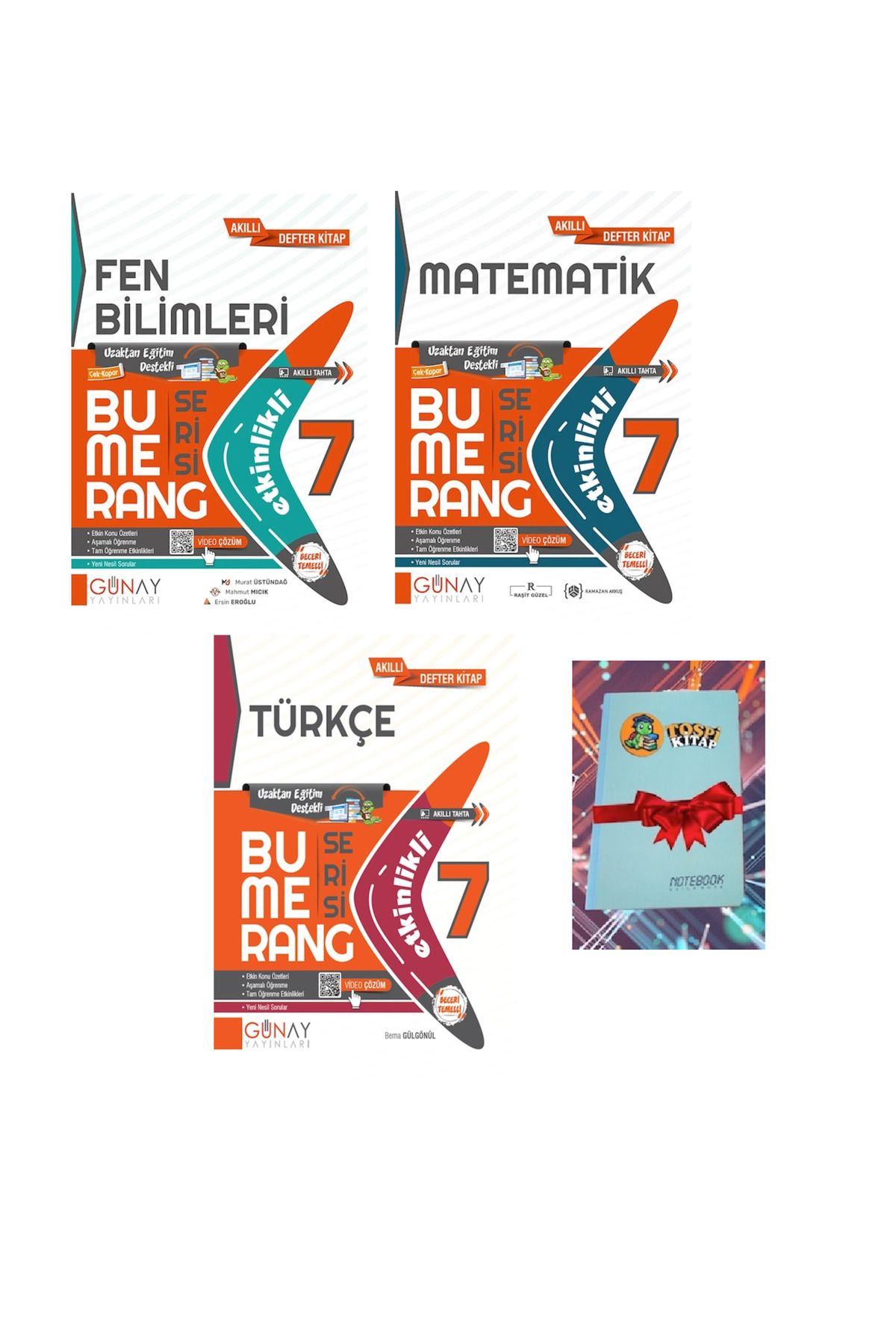 Günay Yayınları 7. Sınıf Bumerang Serisi FEN BİLİMLERİ + MATEMATİK + TÜRKÇE (NOT DEFTERİ HEDİYE)