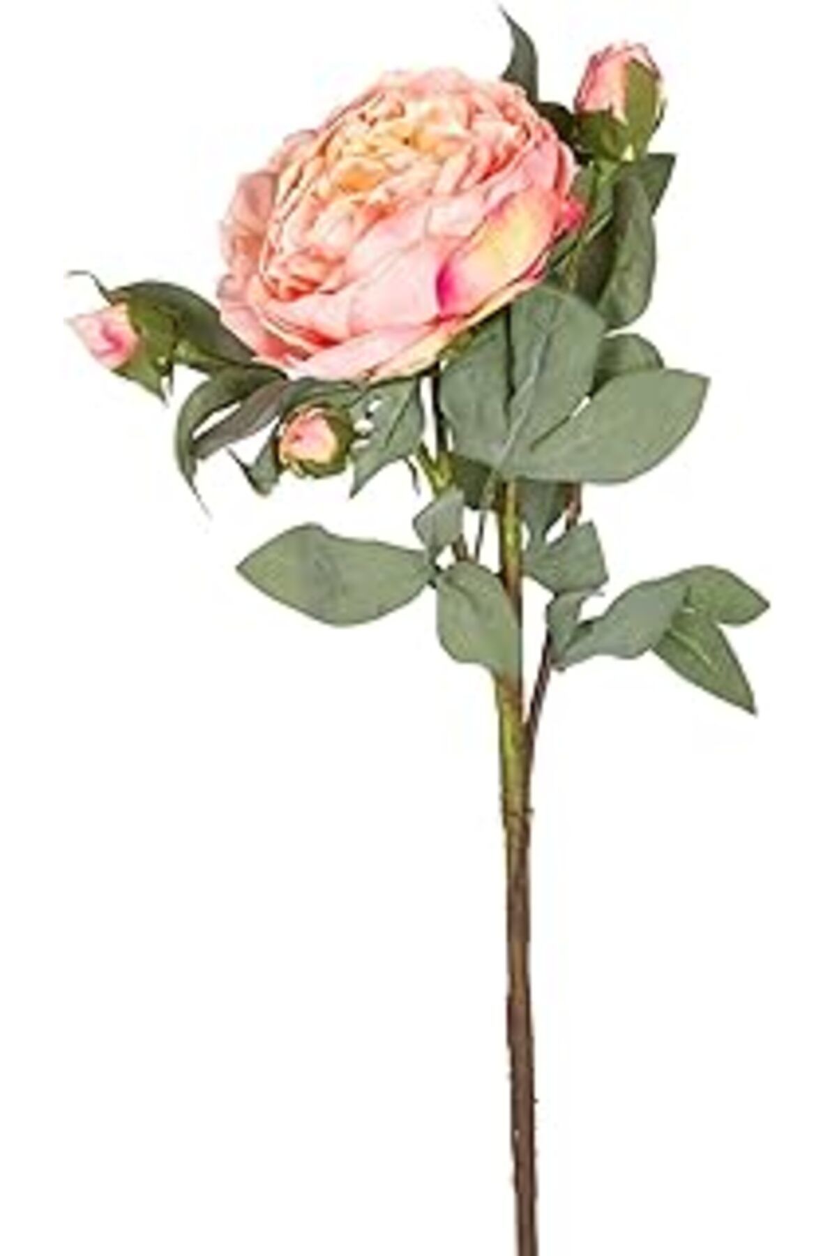 Mu Art Ahşap Herdekora Yapay Çiçek Gül Dalı Somon 58 Cm.