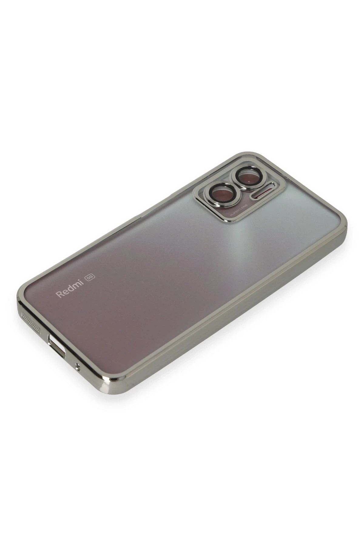 NewFace Xiaomi Redmi Note 11E Kılıf Lensli Silikon - Gümüş BSTMY