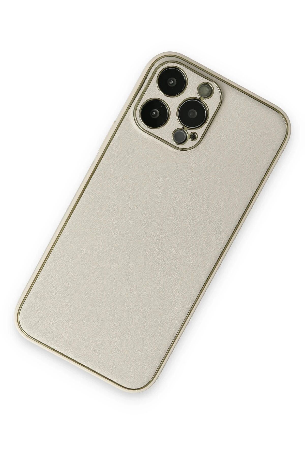 NewFace iPhone 13 Pro Kılıf Coco Deri Silikon Kapak - Beyaz GLSTD