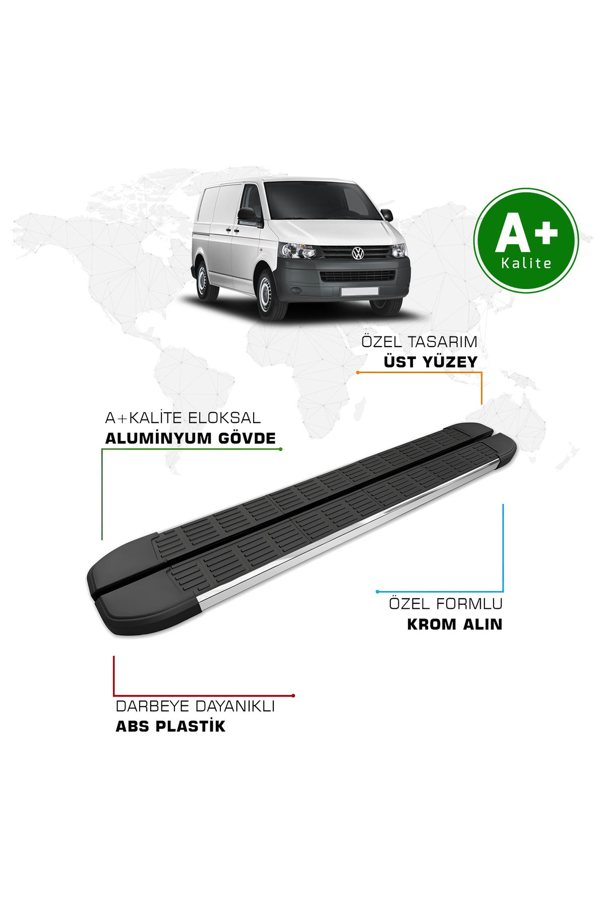 FA OTO AKSESUAR Volkswagen Transporter Yan Basamak Uzun Şasi 2003 – 2015 Model S-Line