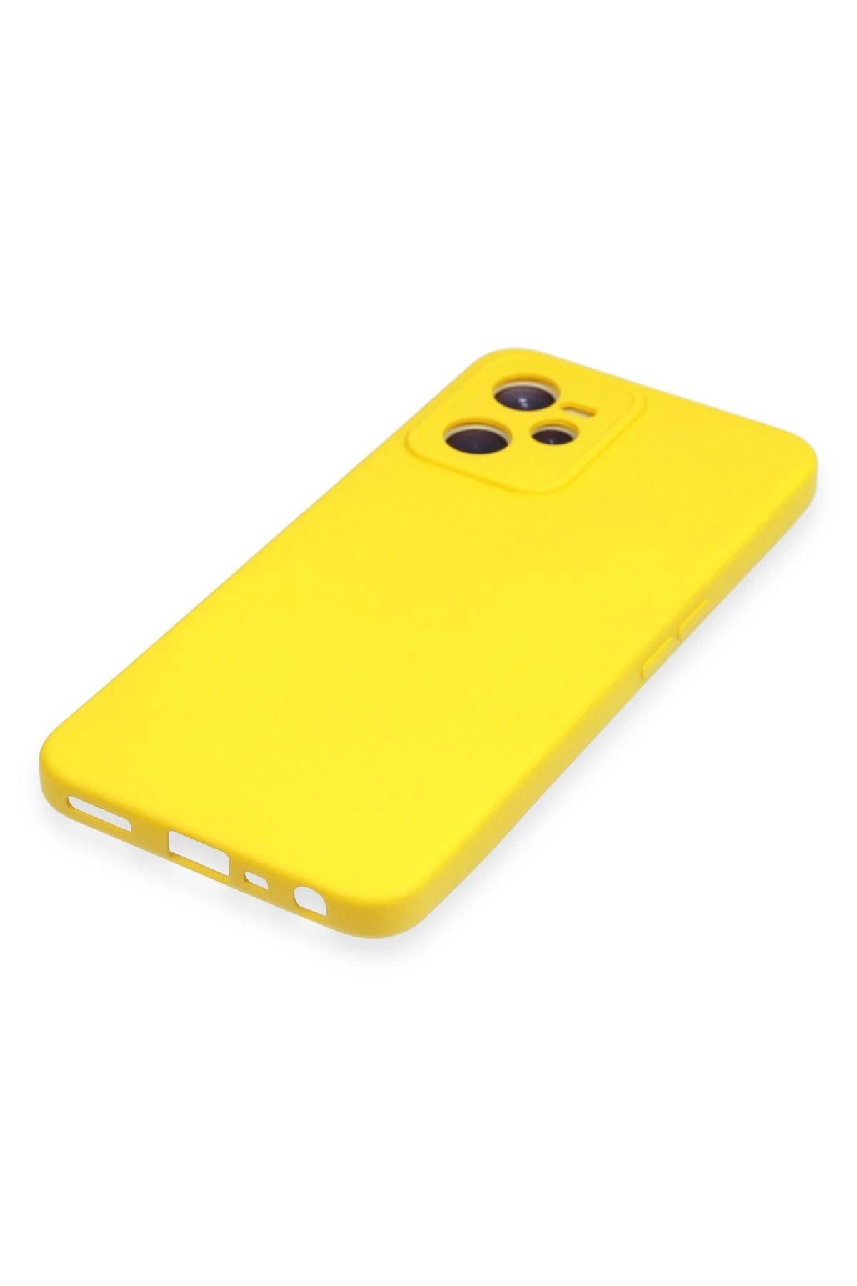 NewFace Realme C35 Kılıf Nano içi Kadife Silikon - Sarı BSTMY