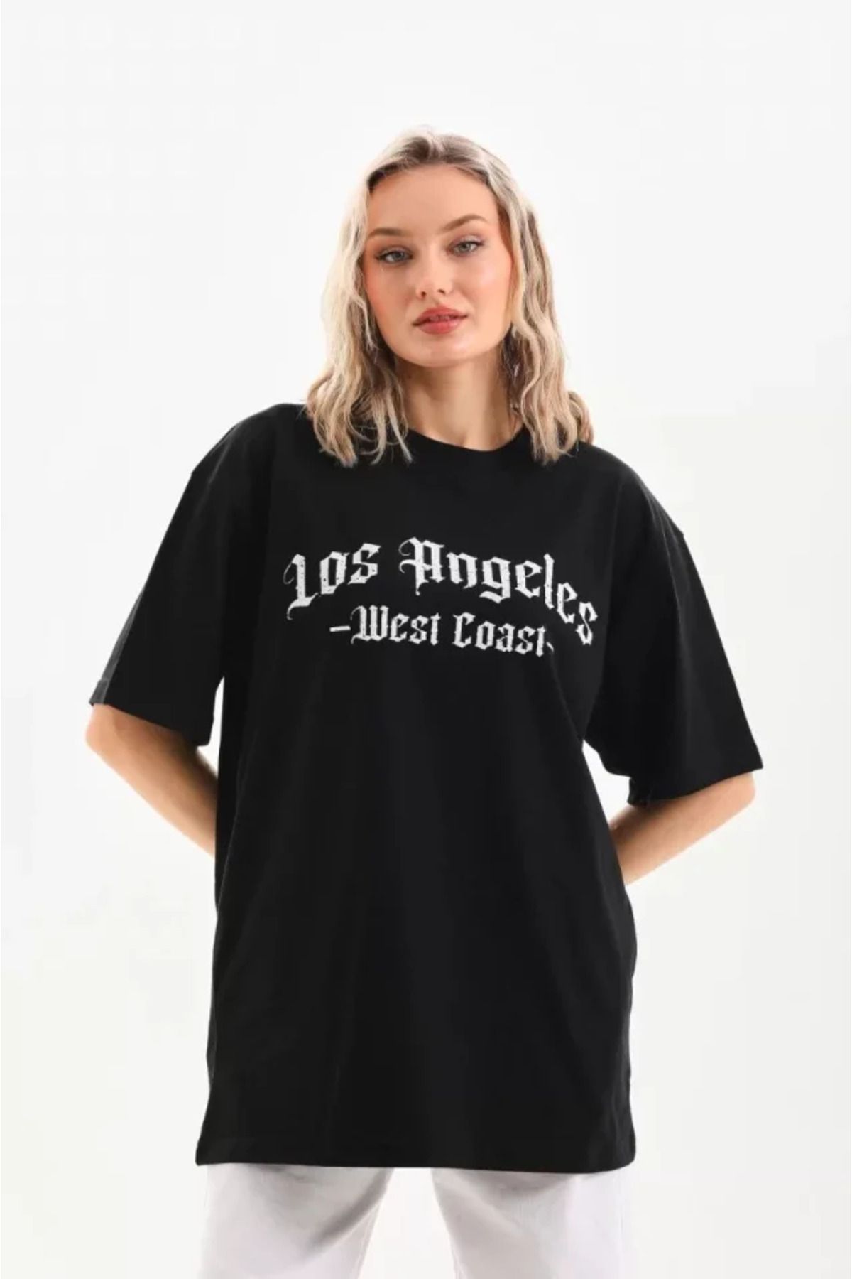 ARUZ MODA Unisex Baskılı Oversize T-Shirt - Siyah