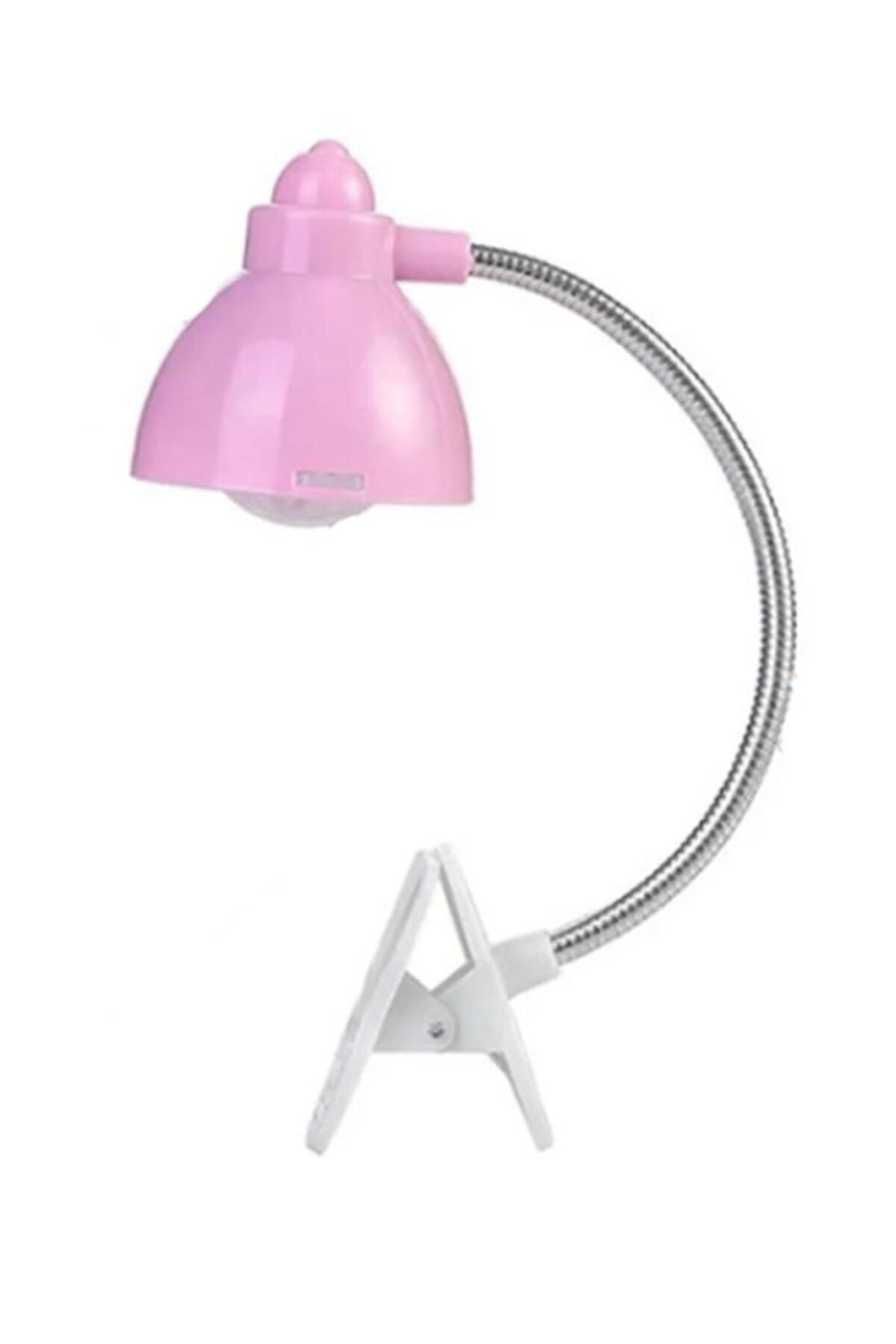 SİHİRLİ AYAKLAR Pembe Mini Mandallı Kitap Okuma Lambası Klipsli Masa Lambası Okuma Işığı 17 cm