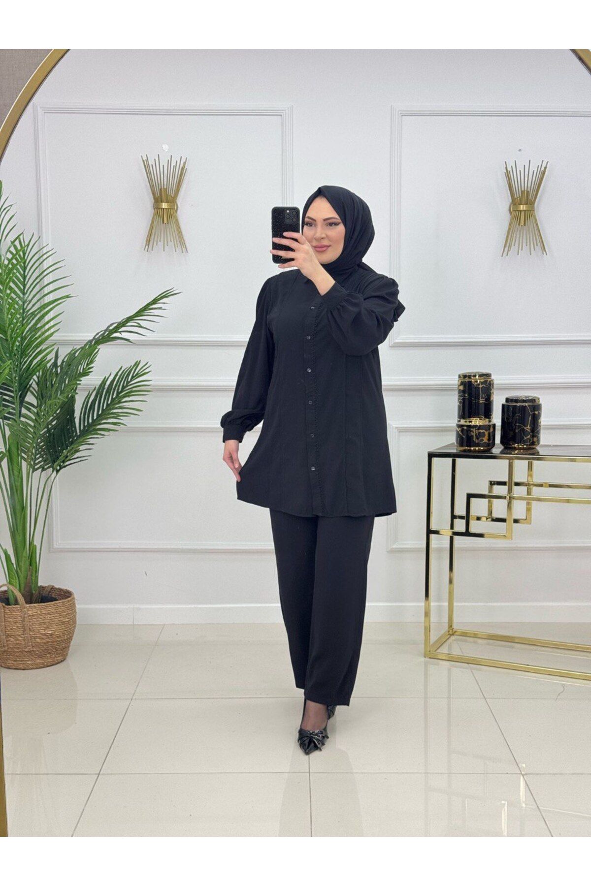 Enans Design Kadın Tesettür 2'Li Takım Tunikli Pantolonlu