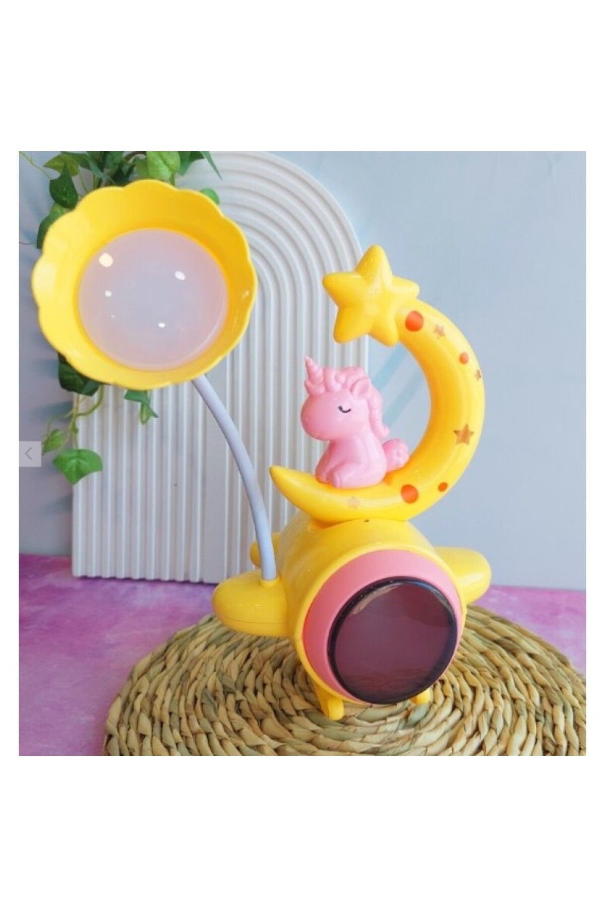 Natural Çocuk Odası Ay ve Unicorn Desenli Gece Lambası