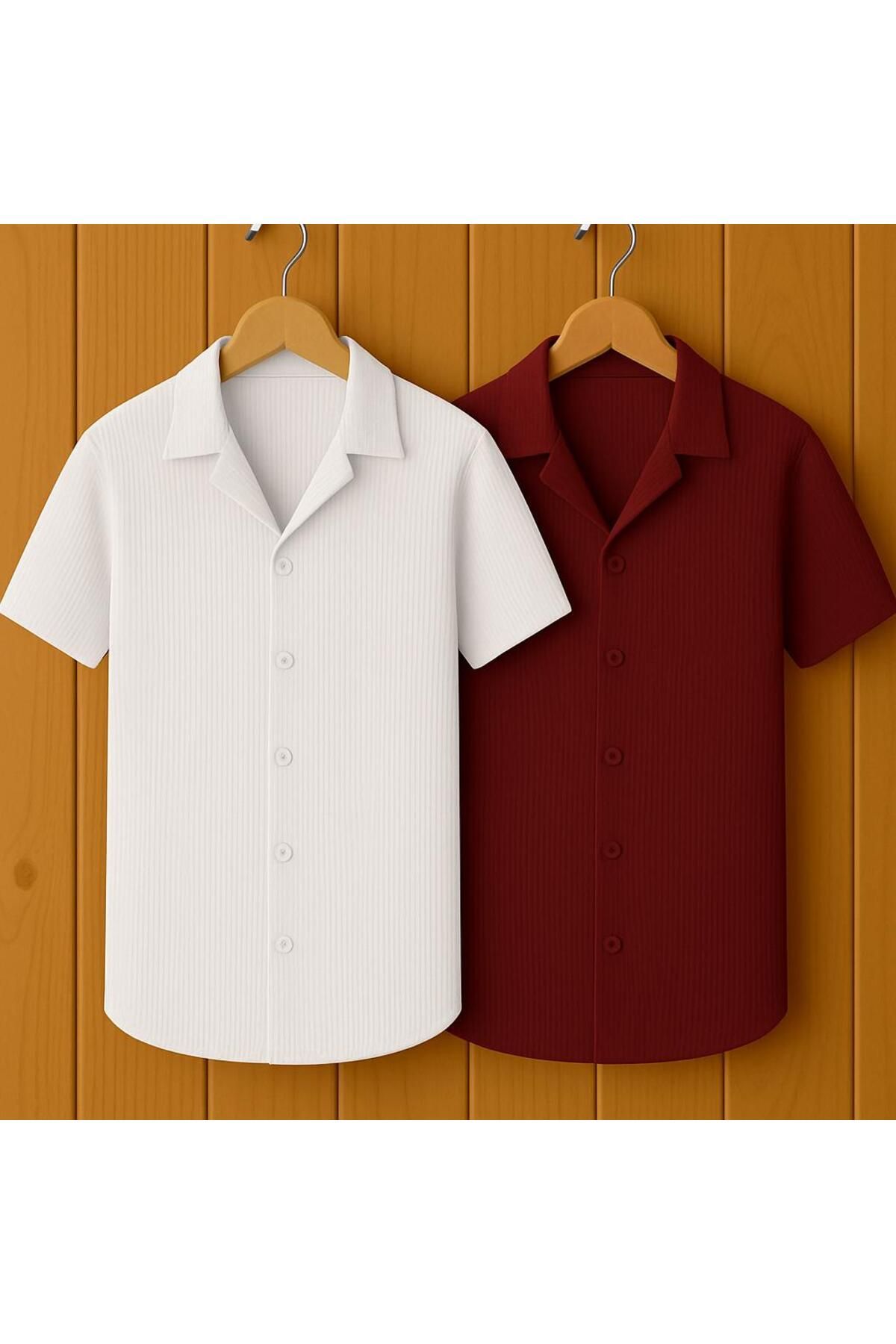 LC Waikiki 2 'li Avantaj paket Yeni Sezon Slim Fit Kısa Kollu Premium Erkek Dokulu Waflle Gömlek