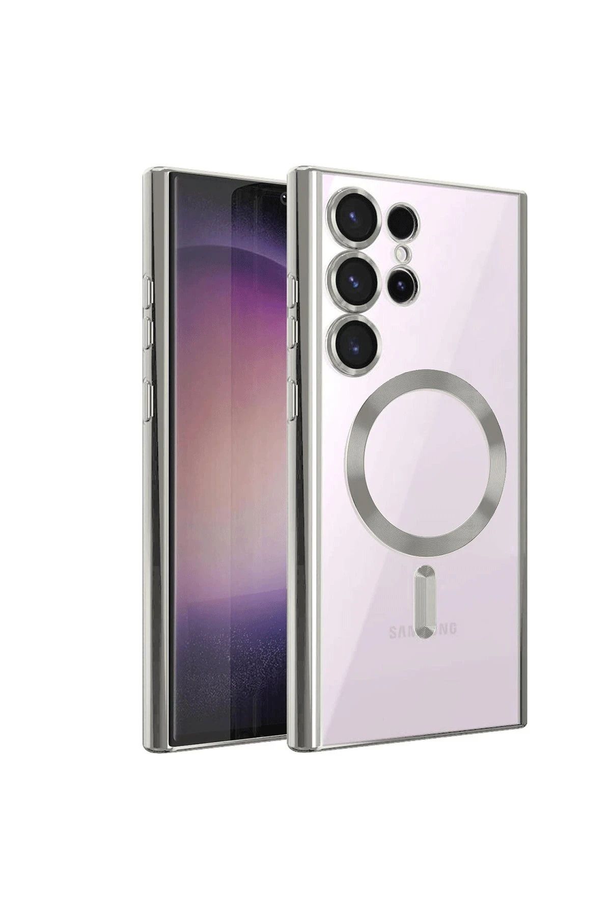 NewFace Samsung Galaxy S22 Ultra Kılıf Kross Magneticsafe Kapak - Gümüş WLZOR